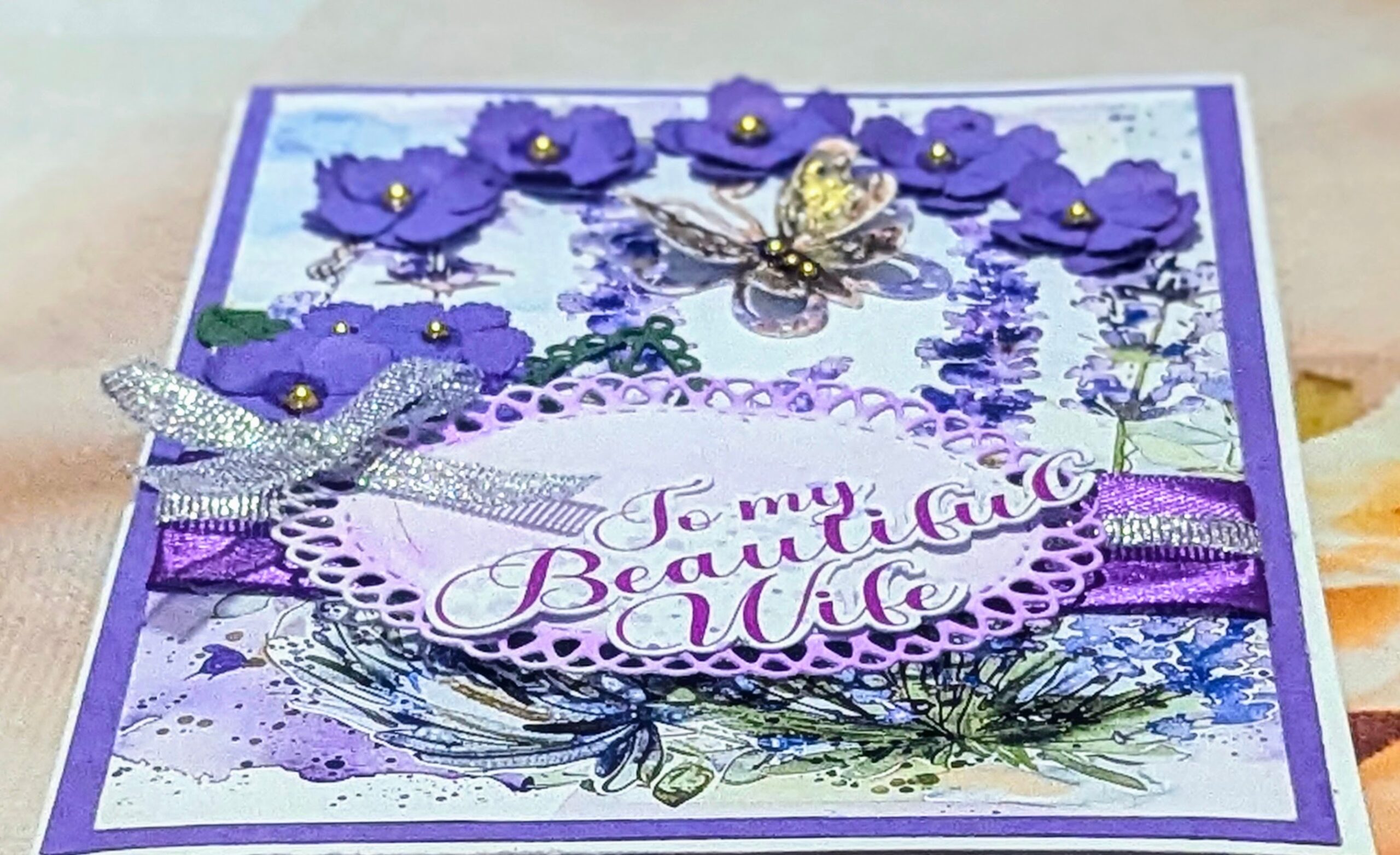 Handmade Personalised Anniversary or Birthday Card for Wife with a box - Image 4
