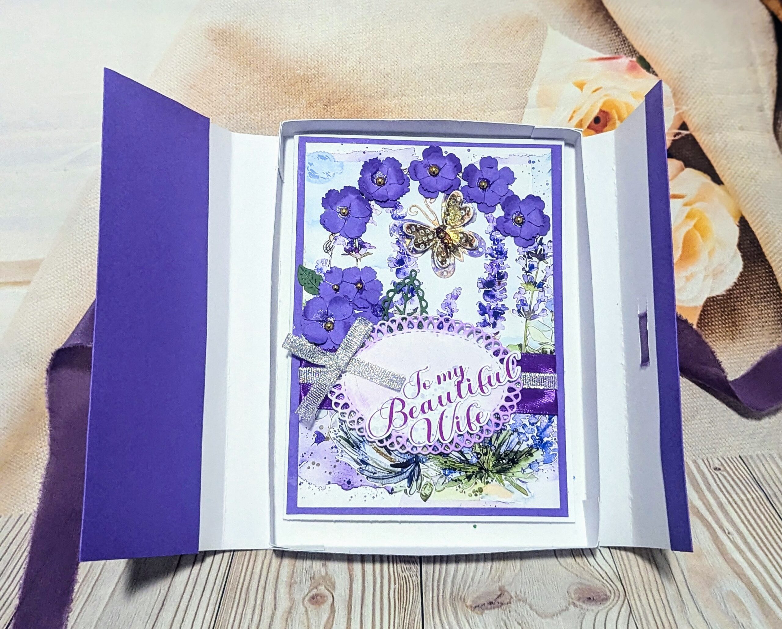 Handmade Personalised Anniversary or Birthday Card for Wife with a box - Image 17