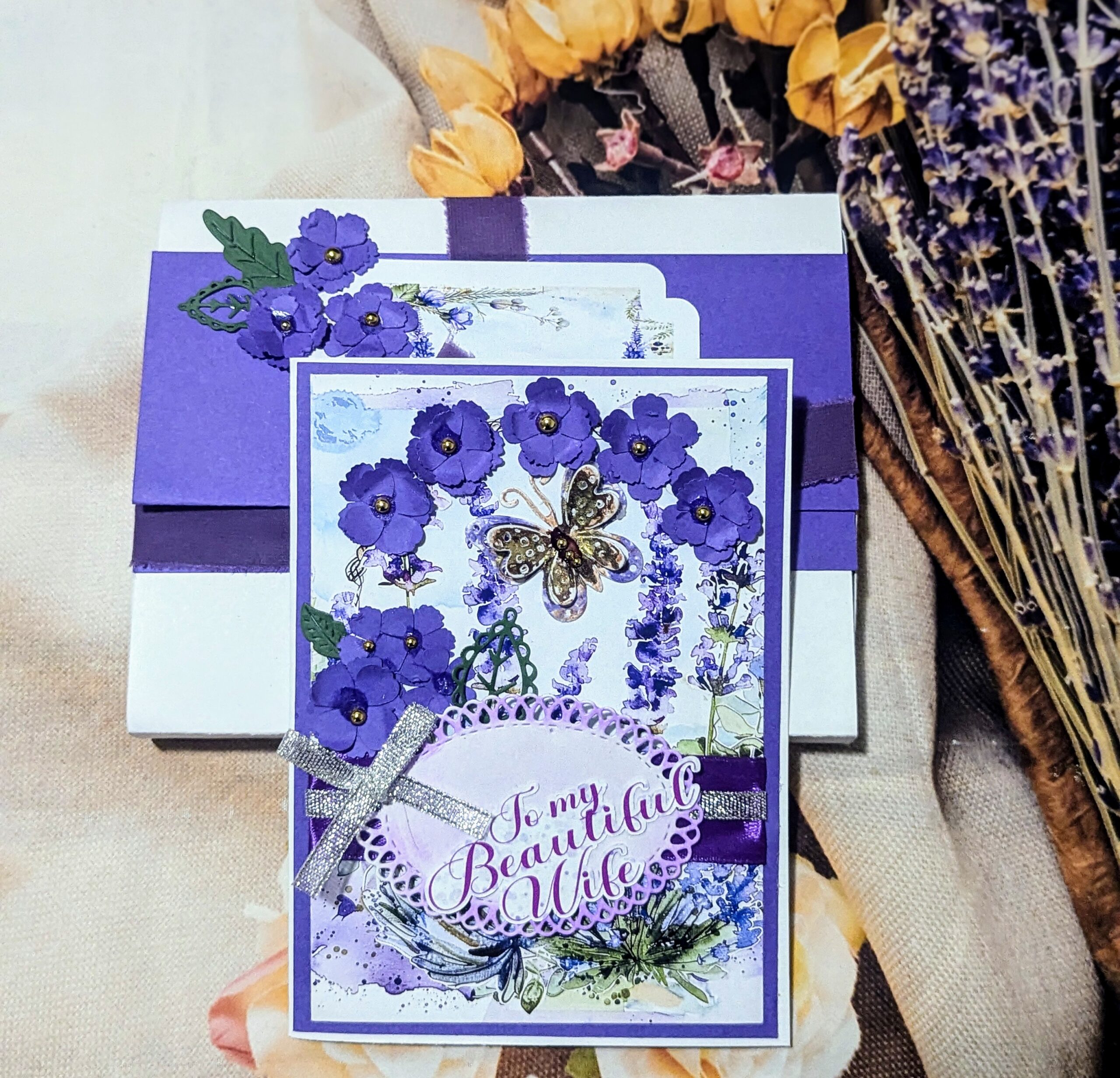 Handmade Personalised Anniversary or Birthday Card for Wife with a box - Image 7