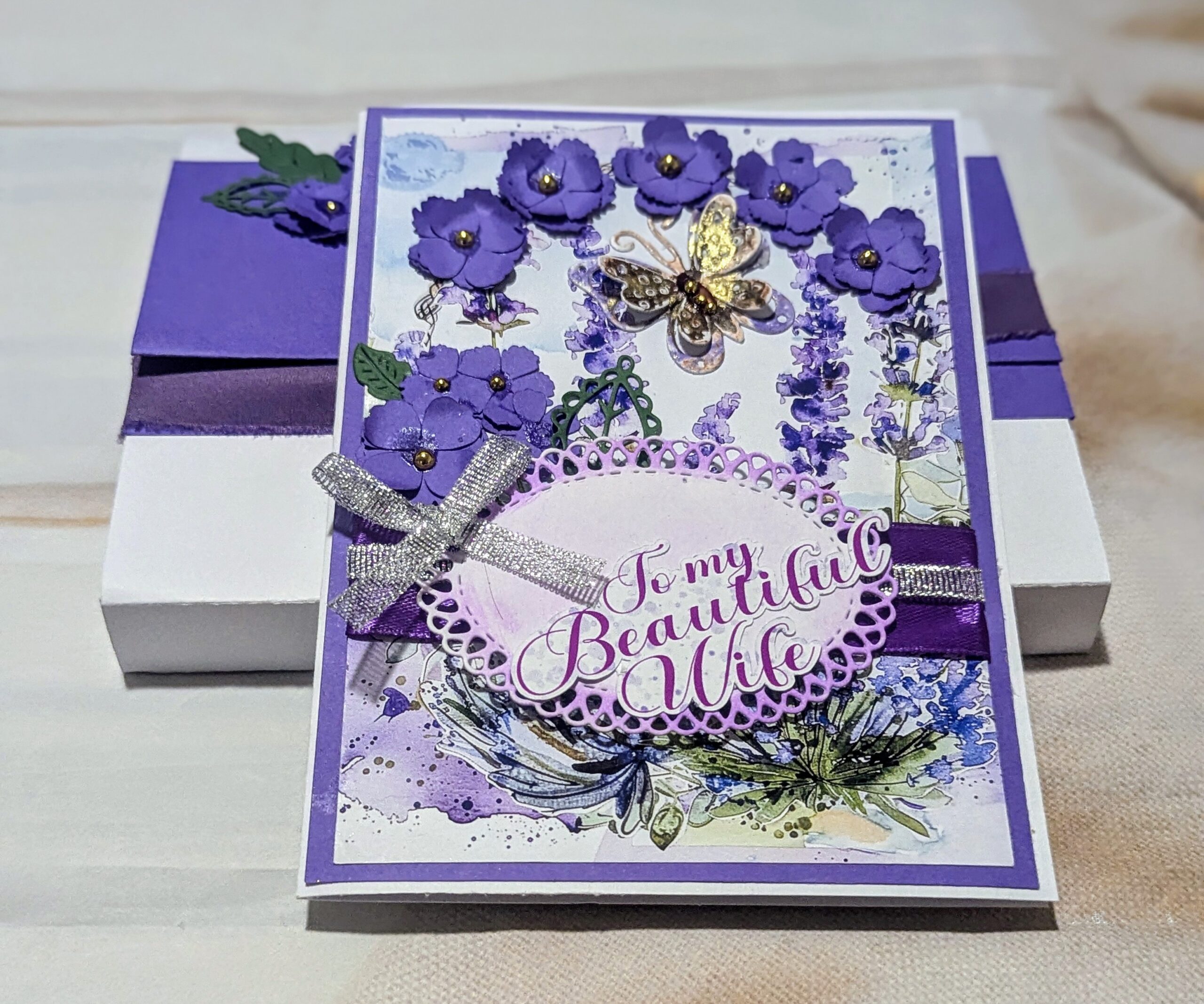 Handmade Personalised Anniversary or Birthday Card for Wife with a box - Image 10