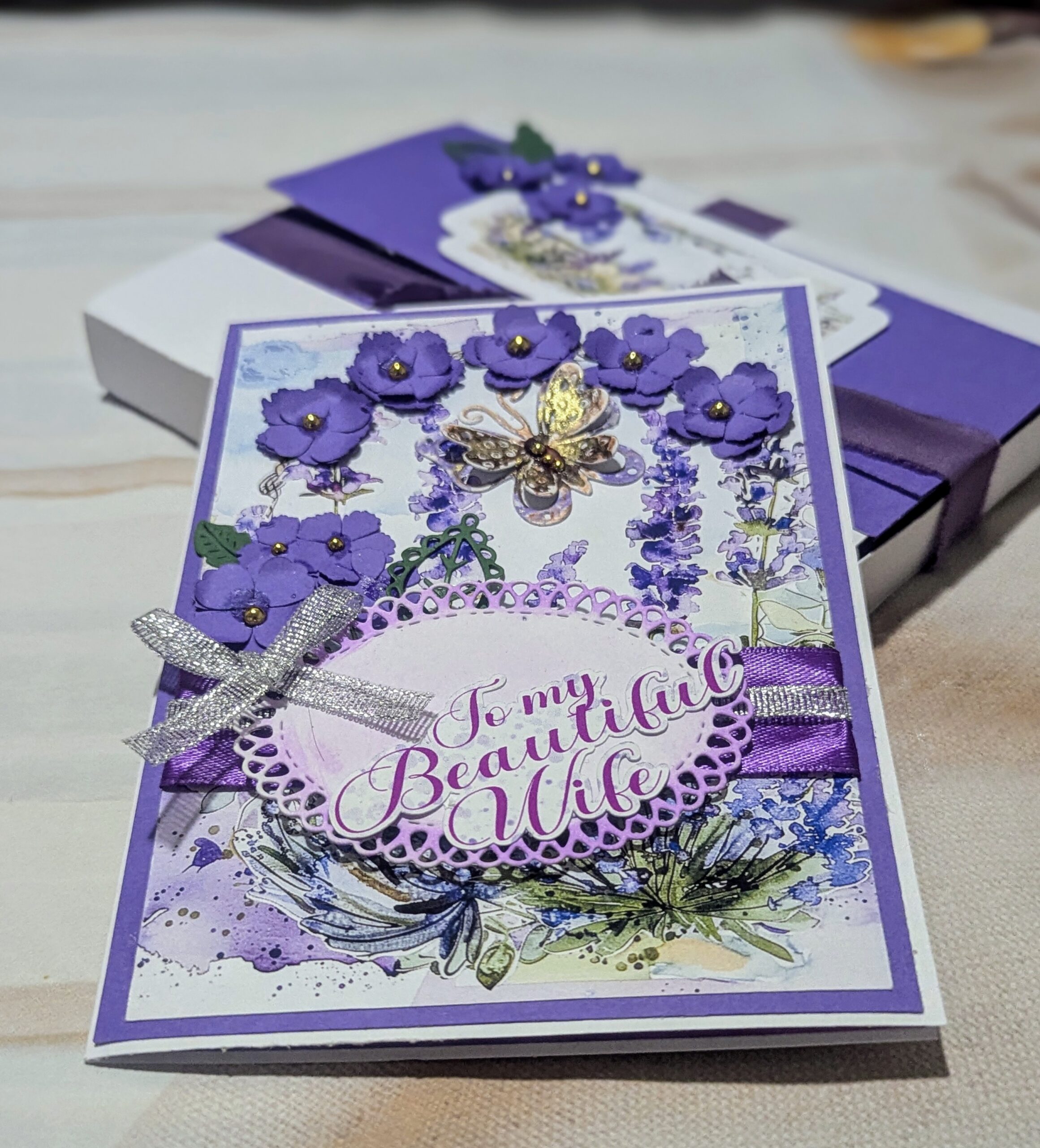 Handmade Personalised Anniversary or Birthday Card for Wife with a box - Image 11