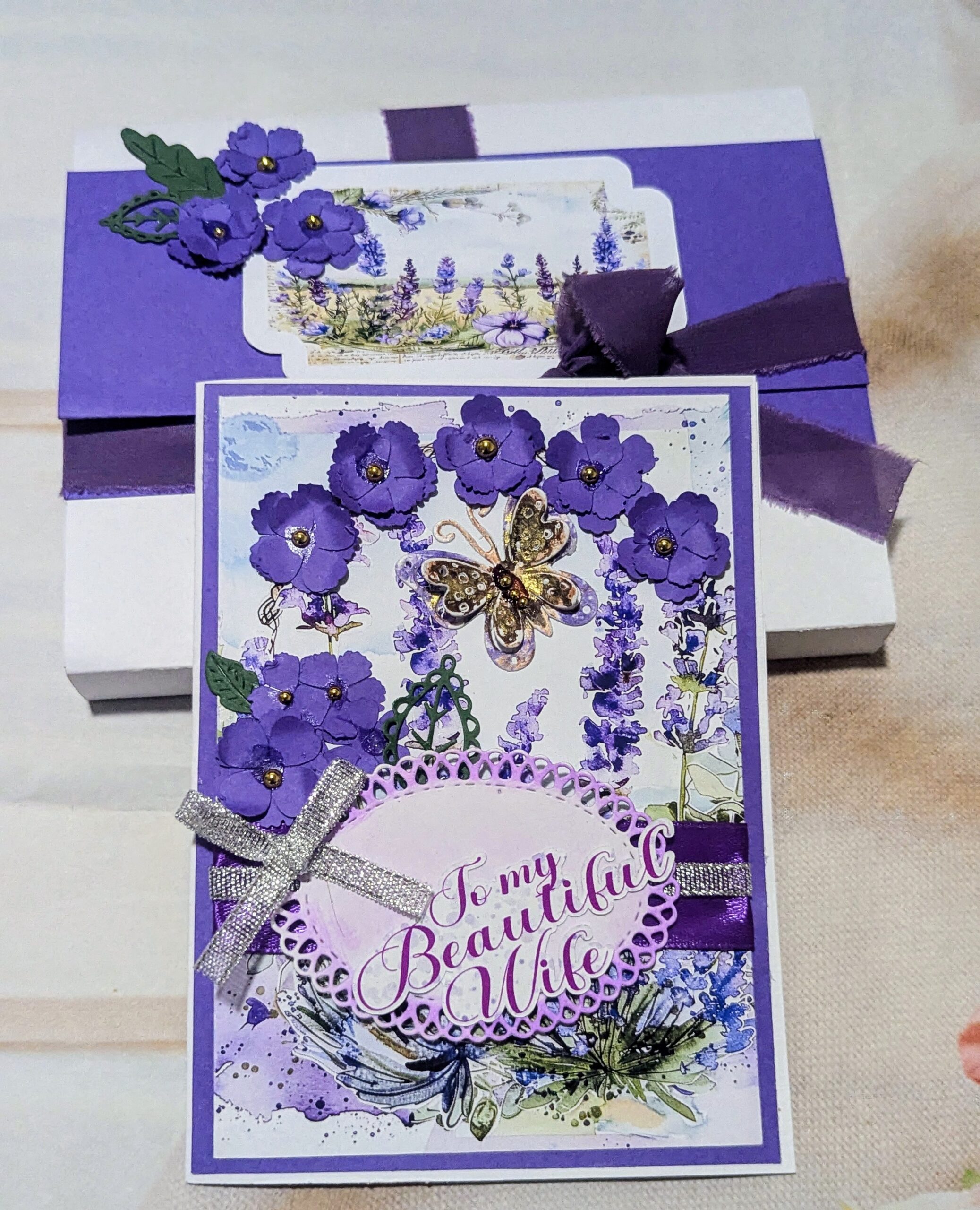 Handmade Personalised Anniversary or Birthday Card for Wife with a box - Image 14