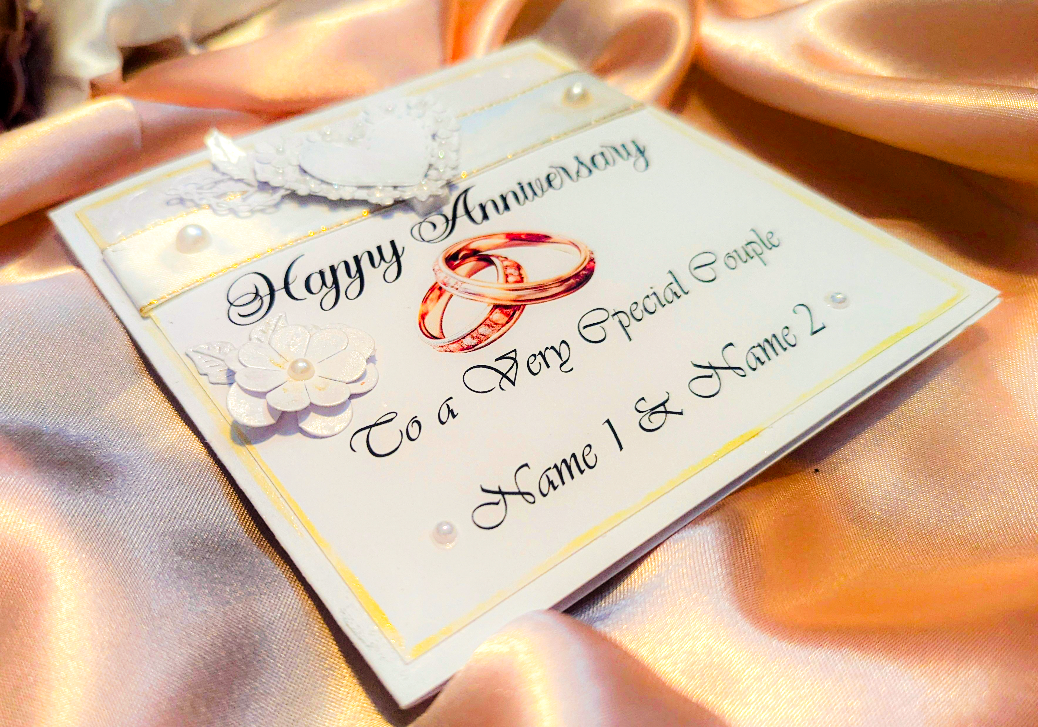 Personalised Wedding Anniversary Card for a special couple Handmade - Image 4
