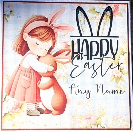 Easter Card Girl Bunny Hug