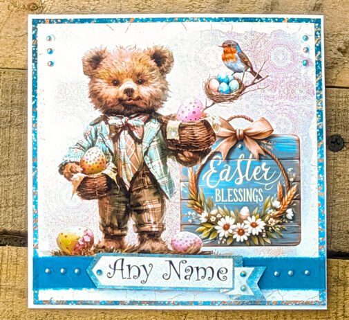 Easter Card – Bear with Eggs & Bird Nest