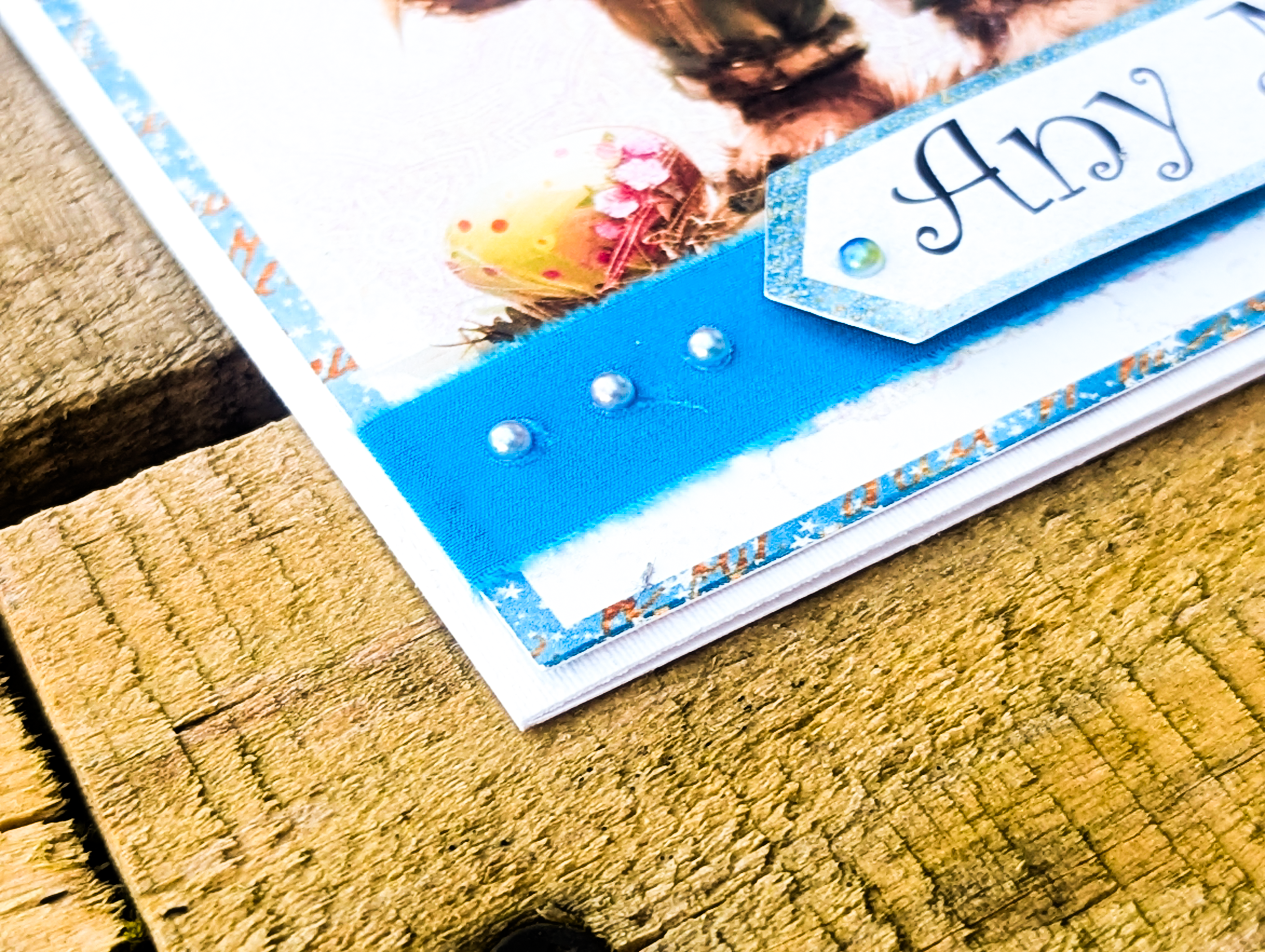 Customizable Handmade Easter Card – Bear with Eggs & Bird Nest Design - Image 3