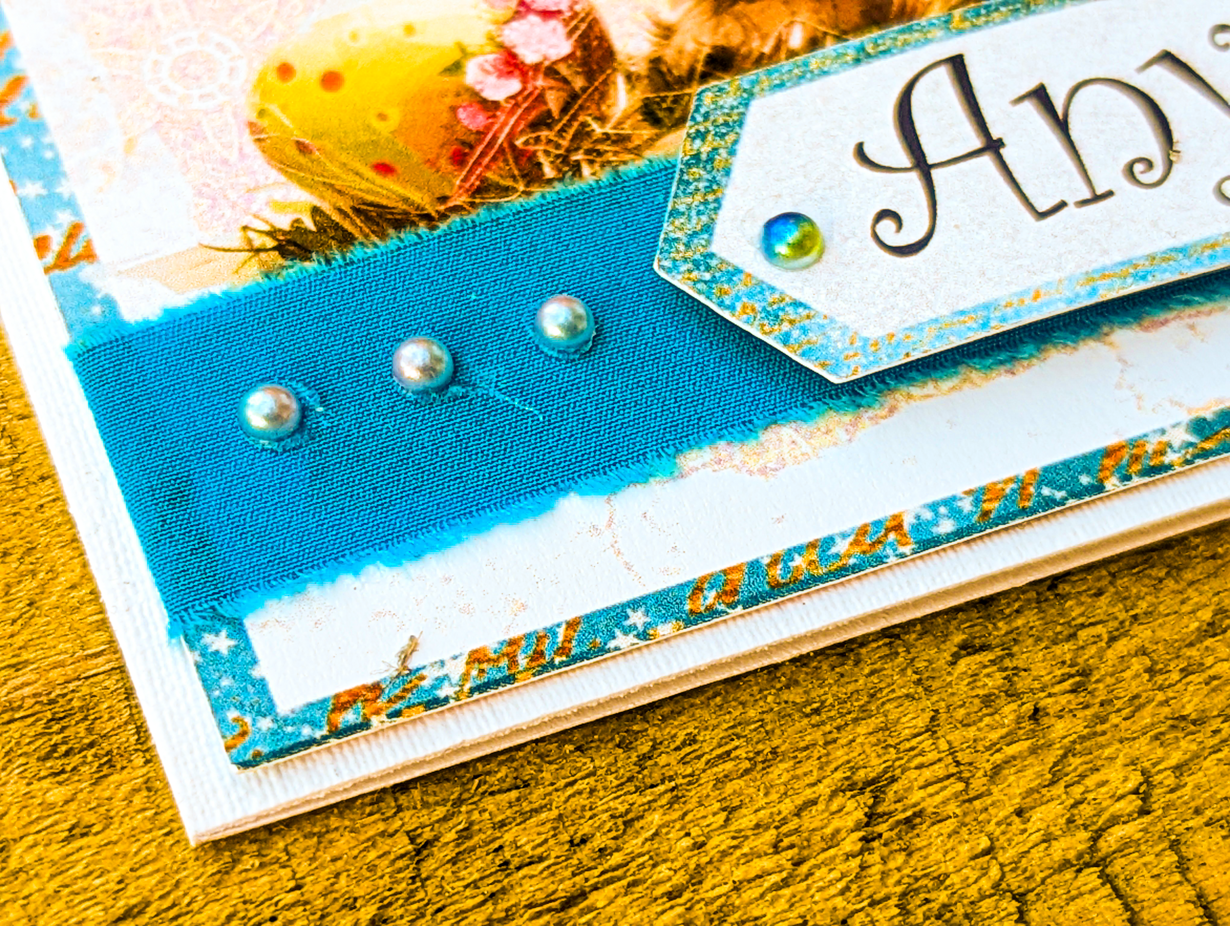 Customizable Handmade Easter Card – Bear with Eggs & Bird Nest Design - Image 6