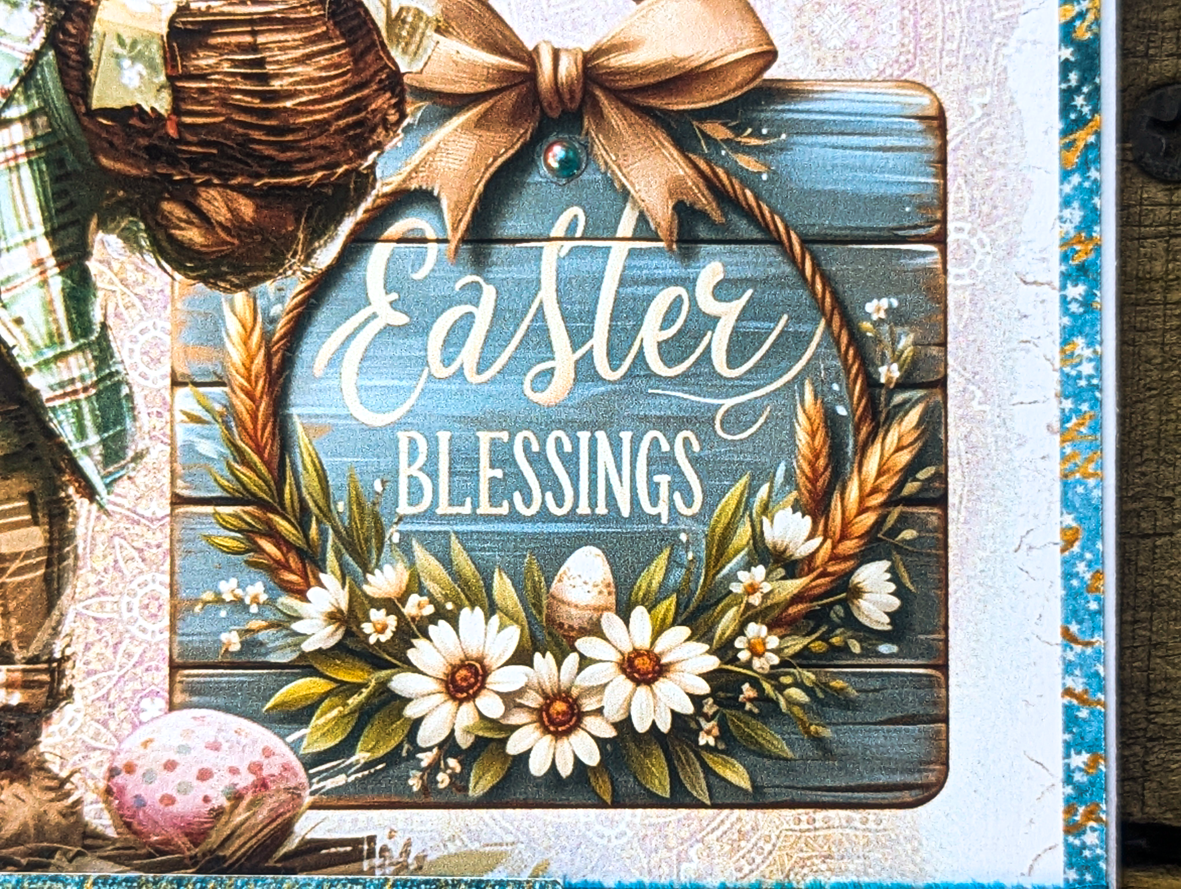 Customizable Handmade Easter Card – Bear with Eggs & Bird Nest Design - Image 8