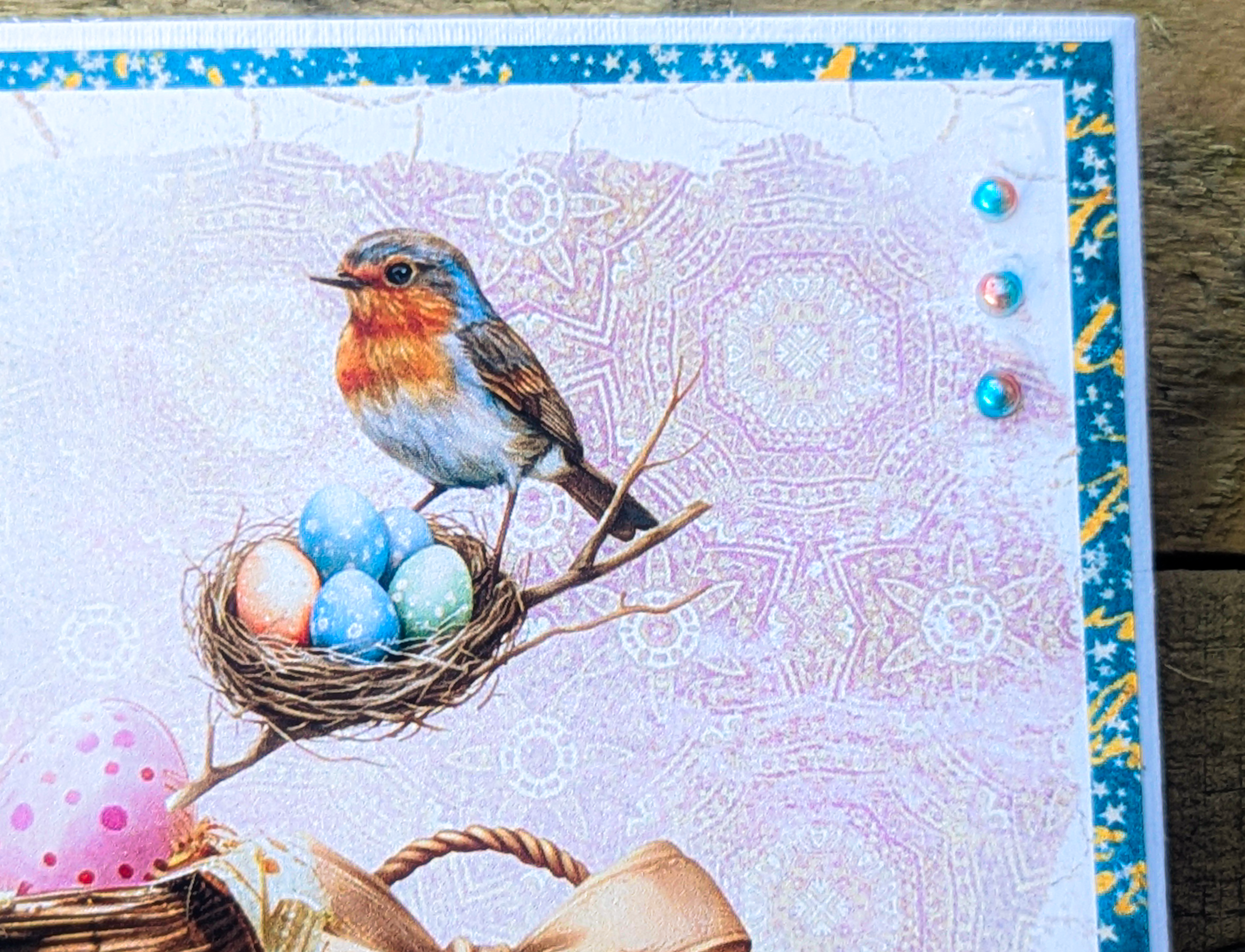 Customizable Handmade Easter Card – Bear with Eggs & Bird Nest Design - Image 9