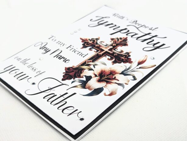 Sympathy Card – Religious Cross and Lily Design