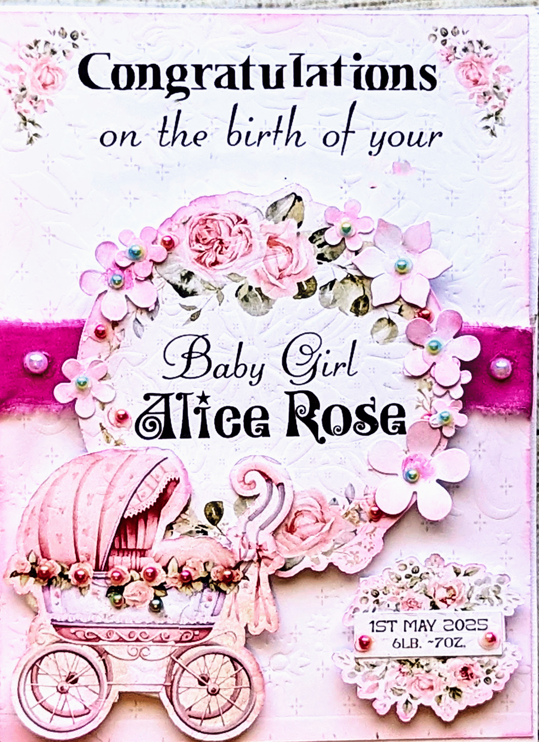 Personalised New Baby Card - Congratulations - Newborn Baby Girl Card Handmade - Image 9