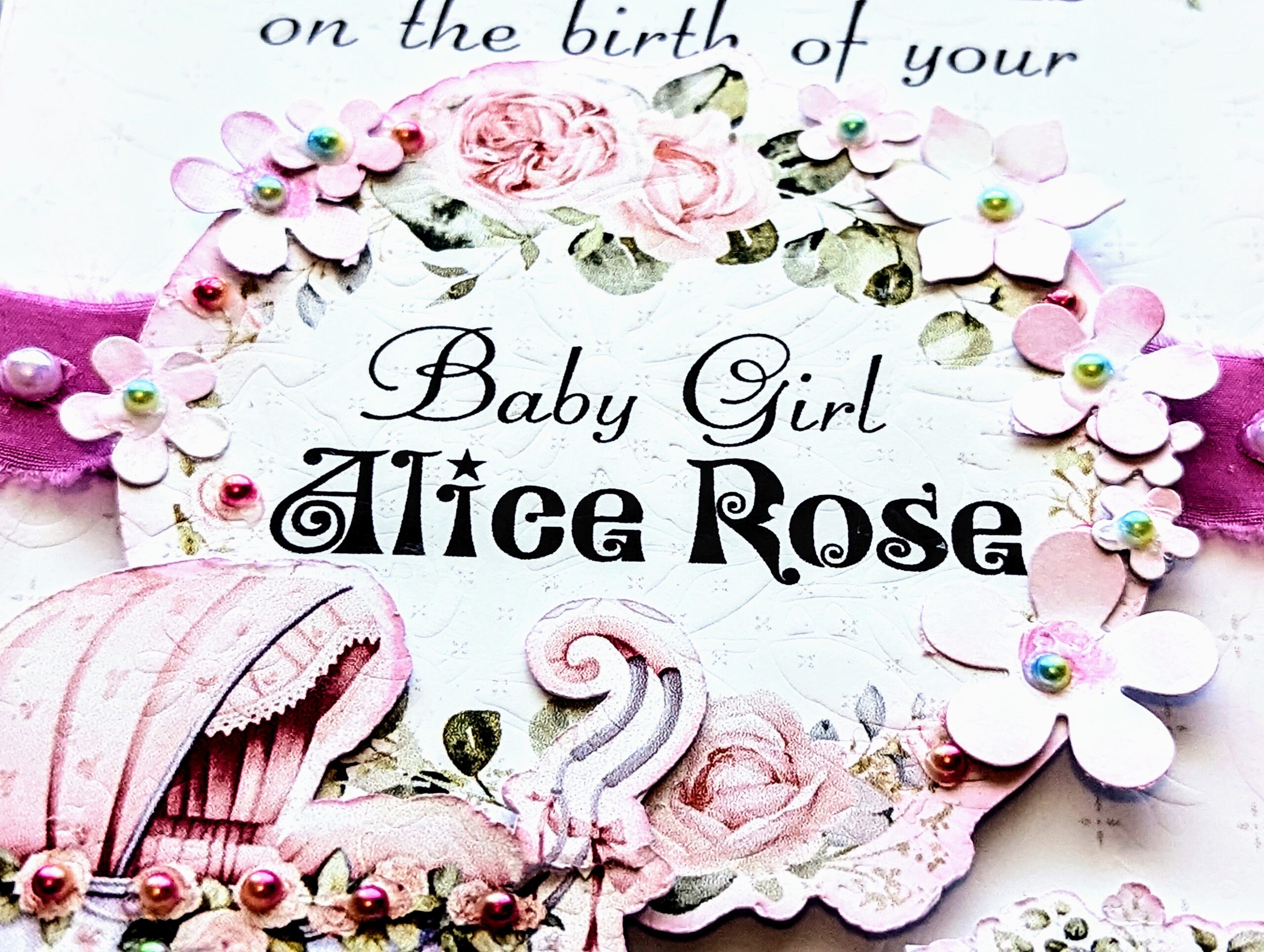 Personalised New Baby Card - Congratulations - Newborn Baby Girl Card Handmade - Image 4