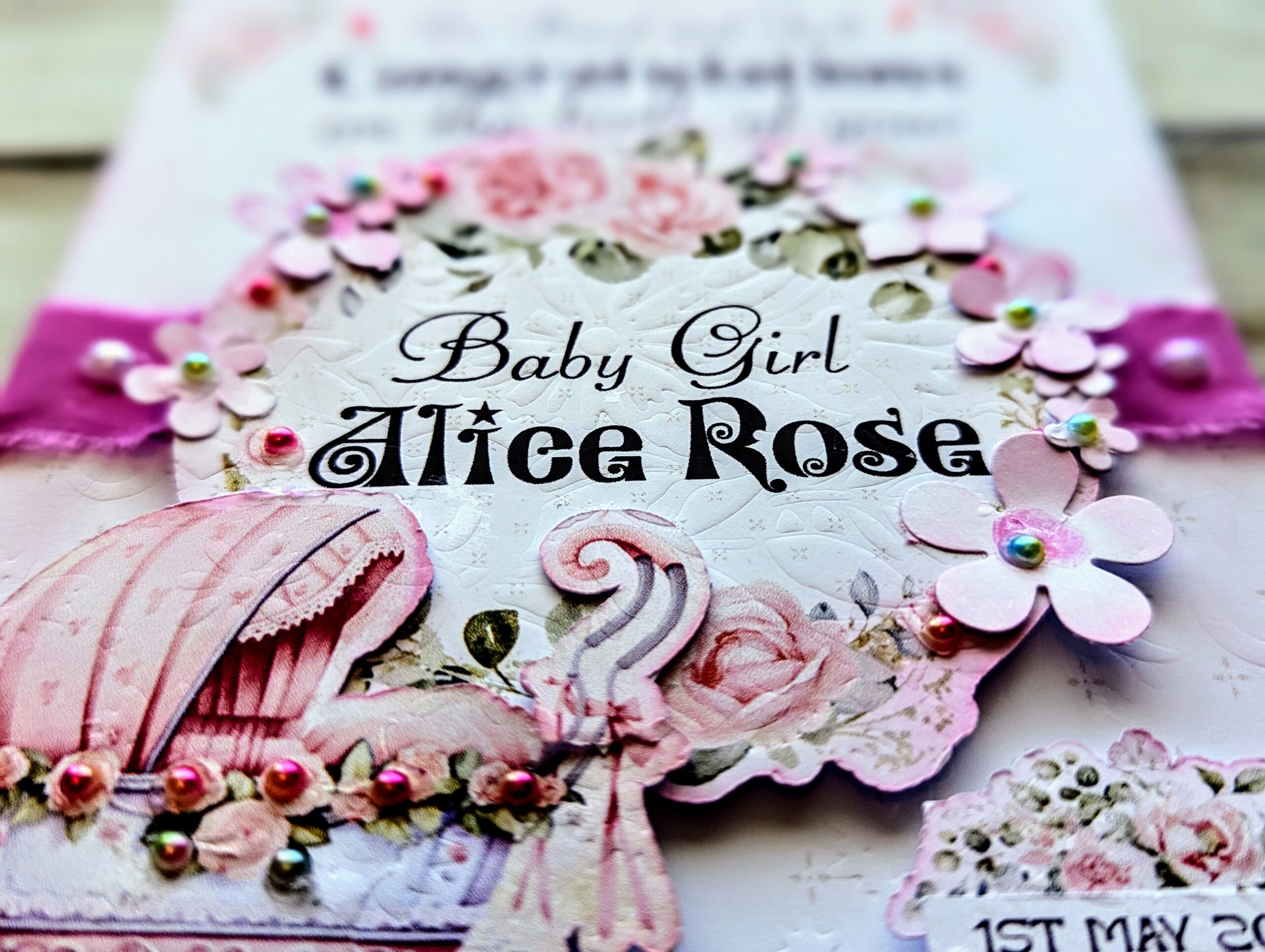Personalised New Baby Card - Congratulations - Newborn Baby Girl Card Handmade - Image 7