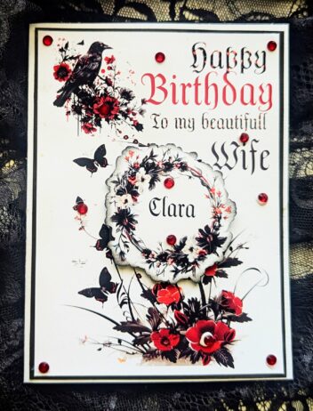 Gothic Raven & Red Roses Birthday Card
