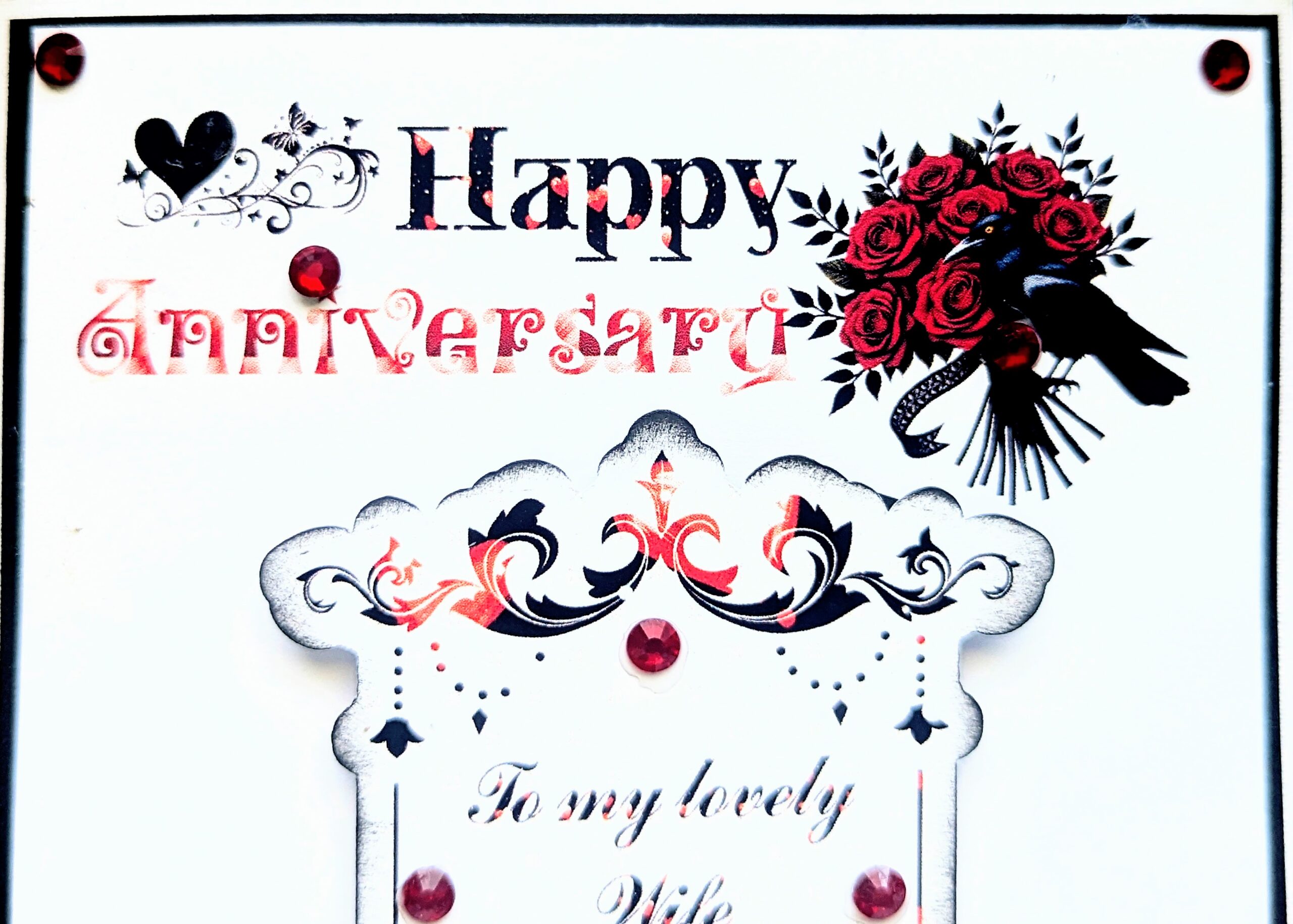 Personalised Anniversary Card Wife Fiance Girlfriend Gothic Style Butterflys red - Image 10