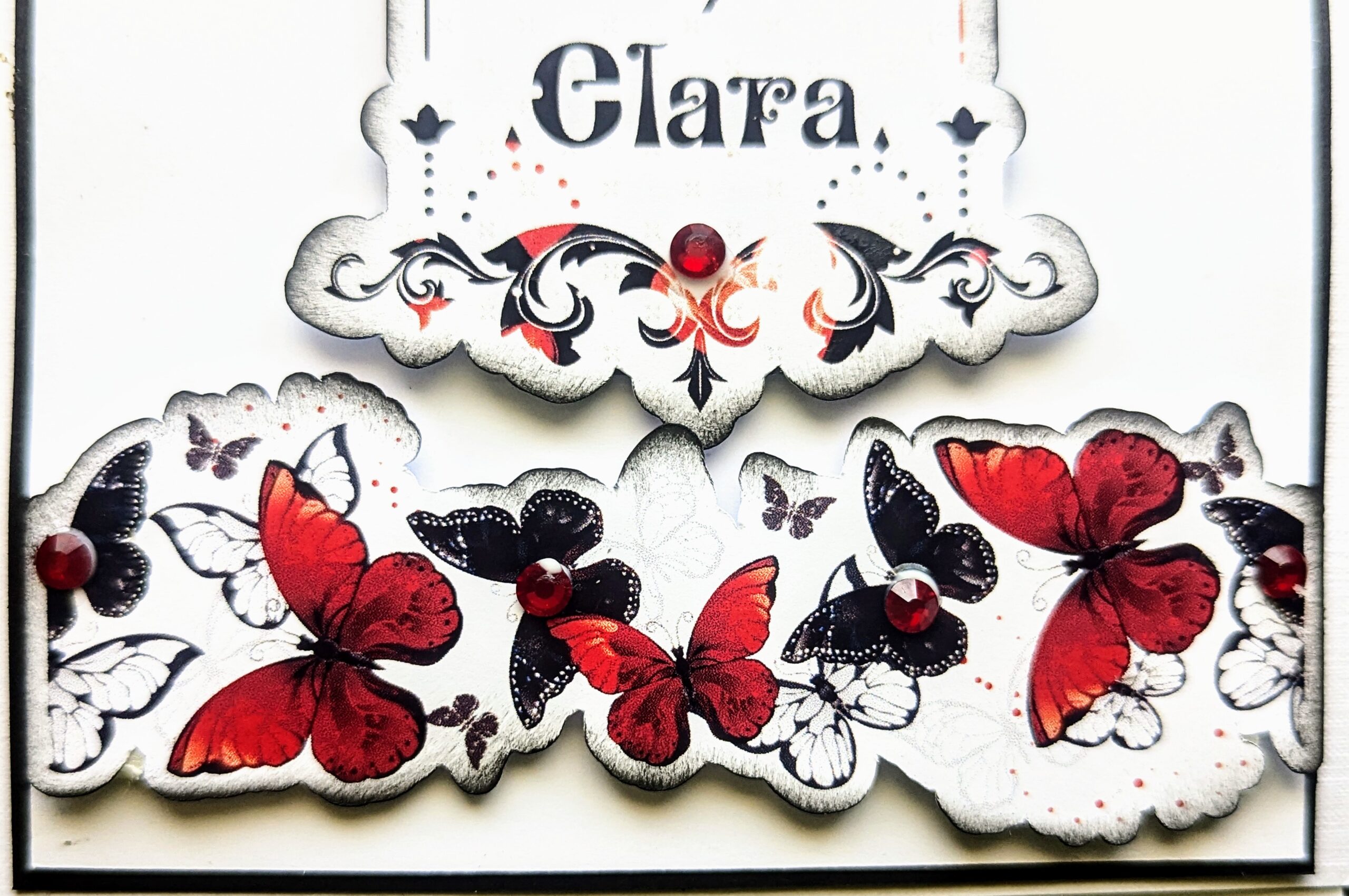Personalised Anniversary Card Wife Fiance Girlfriend Gothic Style Butterflys red - Image 11