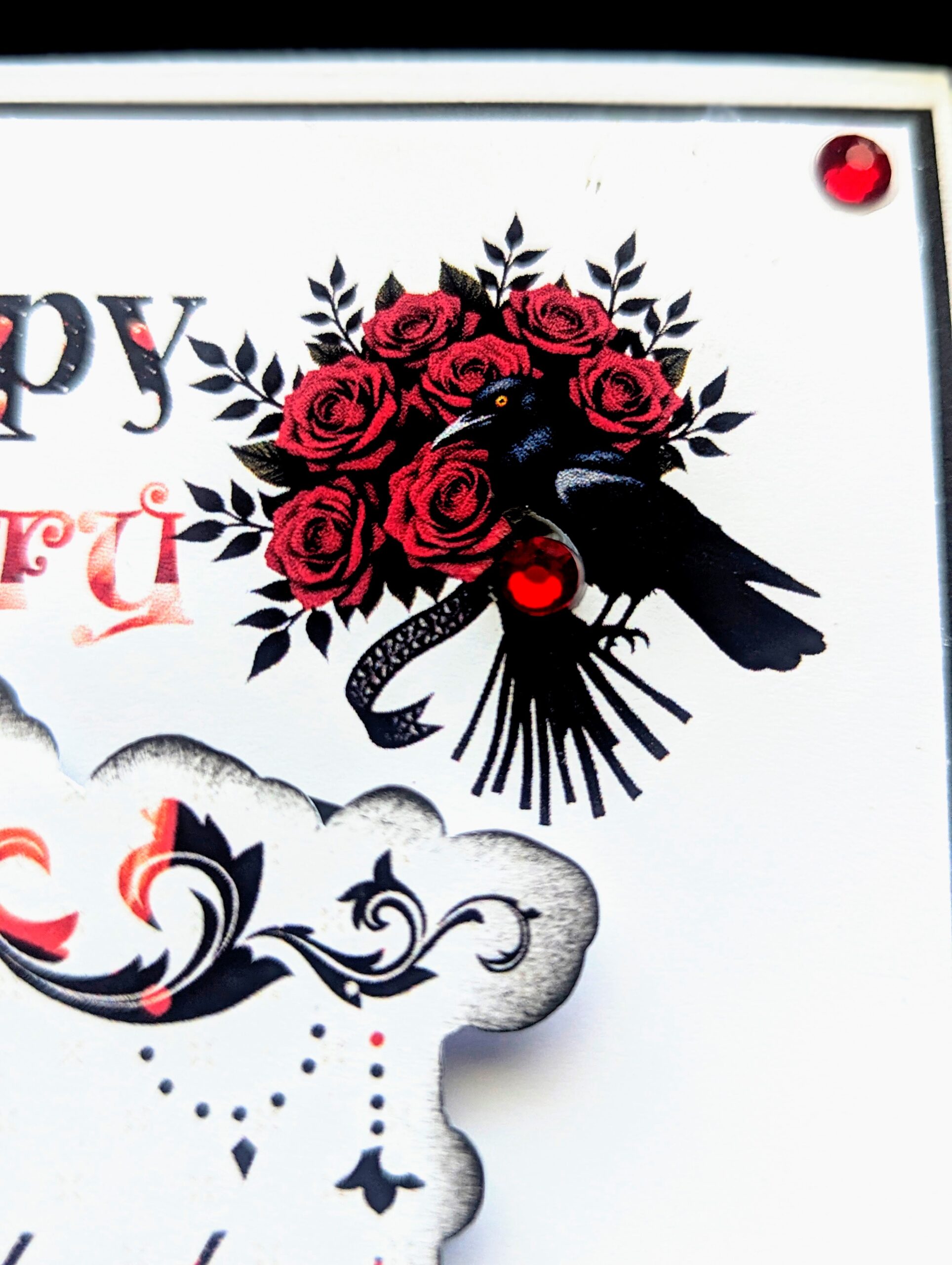 Personalised Anniversary Card Wife Fiance Girlfriend Gothic Style Butterflys red - Image 13