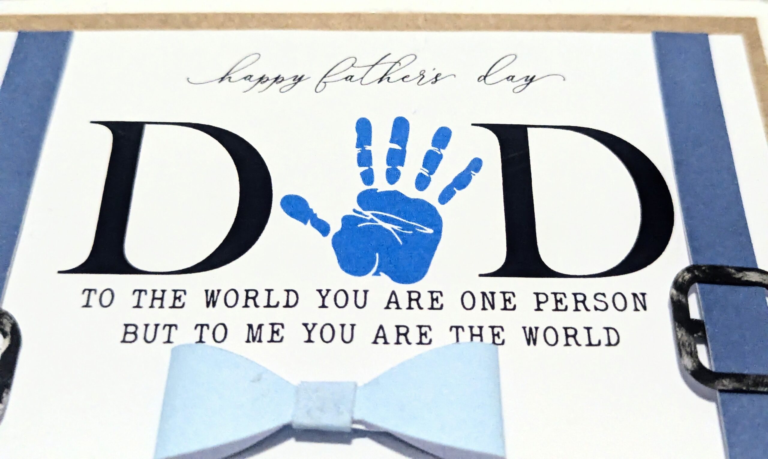 Handmade Personalised Happy Father's Day Card - Blue Handprint & Bow Tie - Image 8