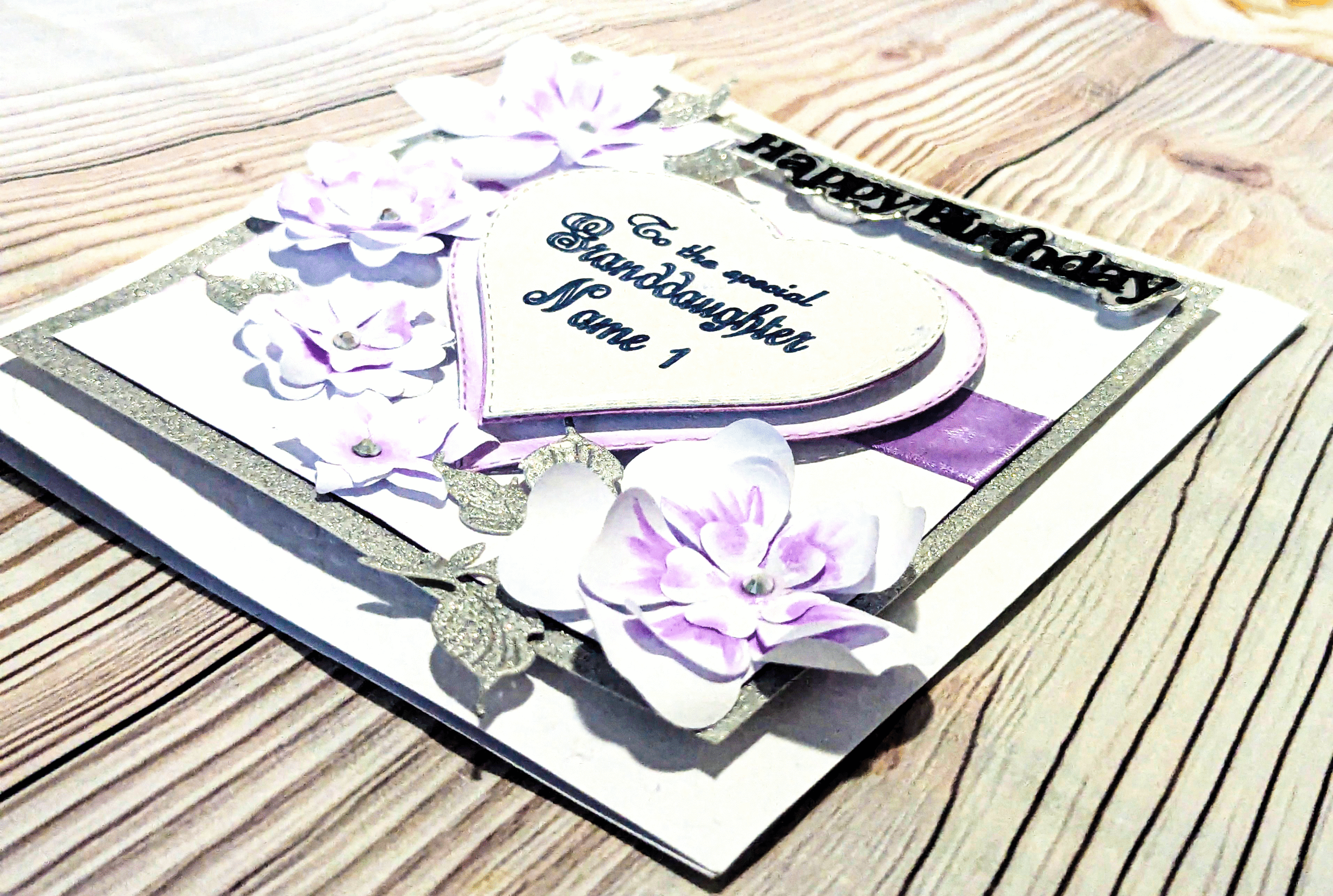 Handmade Personalised Happy Birthday Card for Special Granddaughter - Image 2