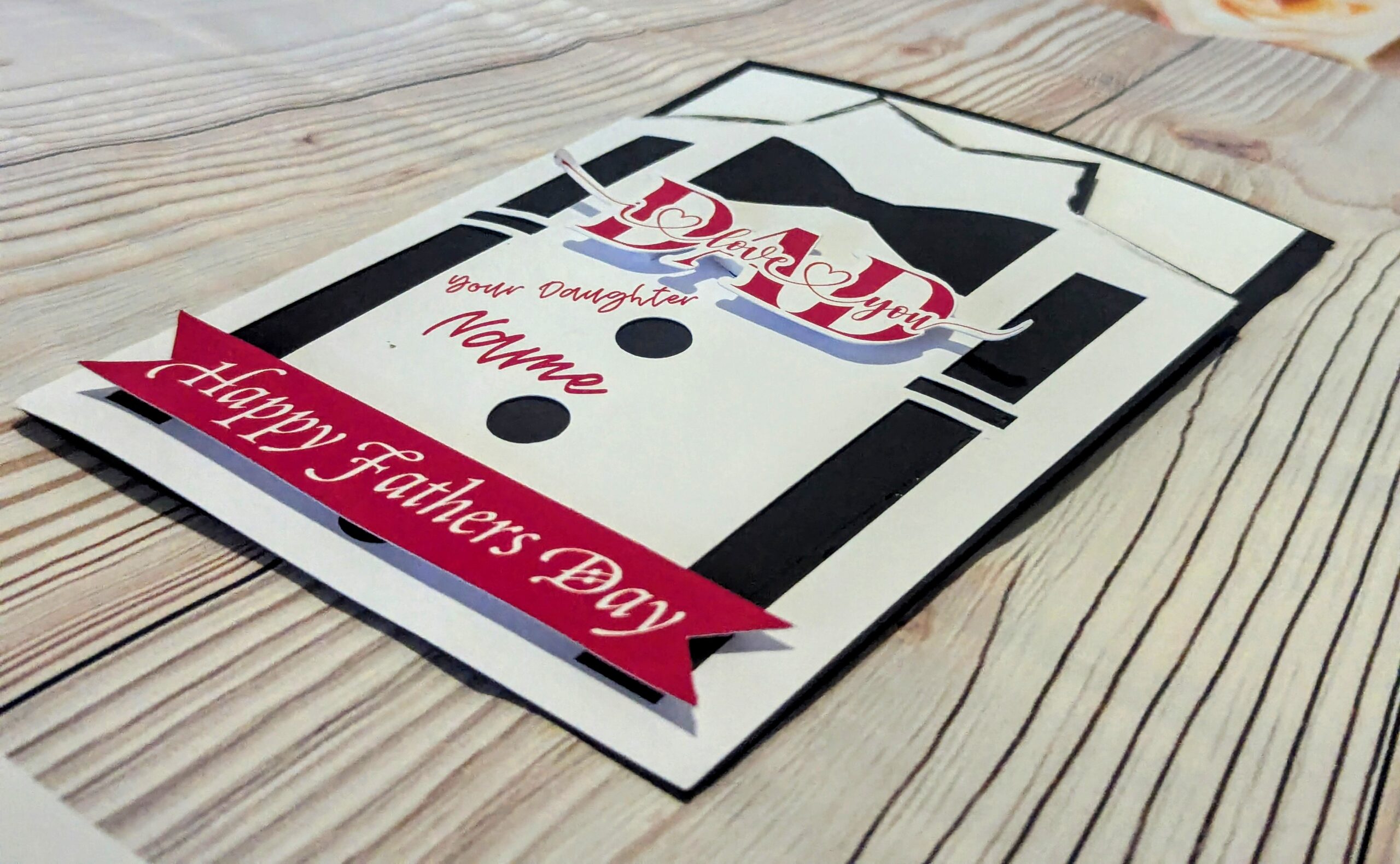 Handmade Personalised Happy Father's Day Card Tuxedo Design- From Your Daughter - Image 3