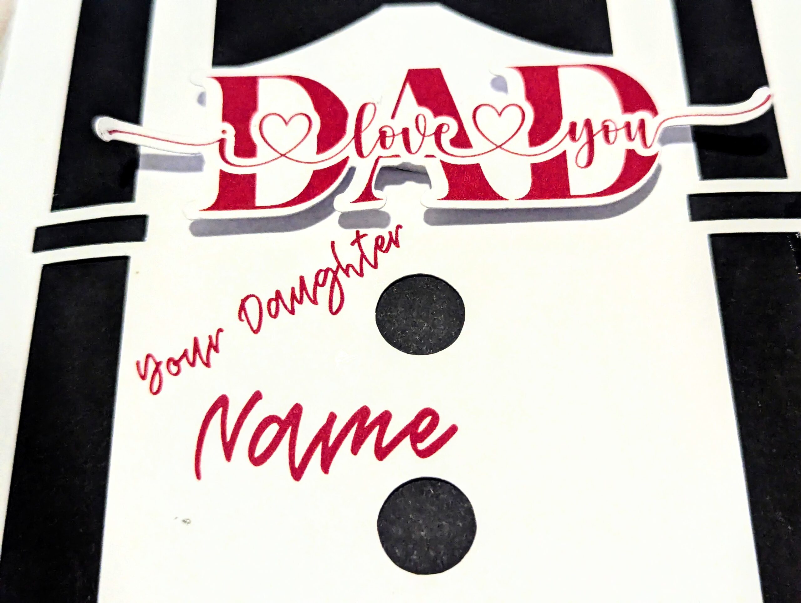 Handmade Personalised Happy Father's Day Card Tuxedo Design- From Your Daughter - Image 5