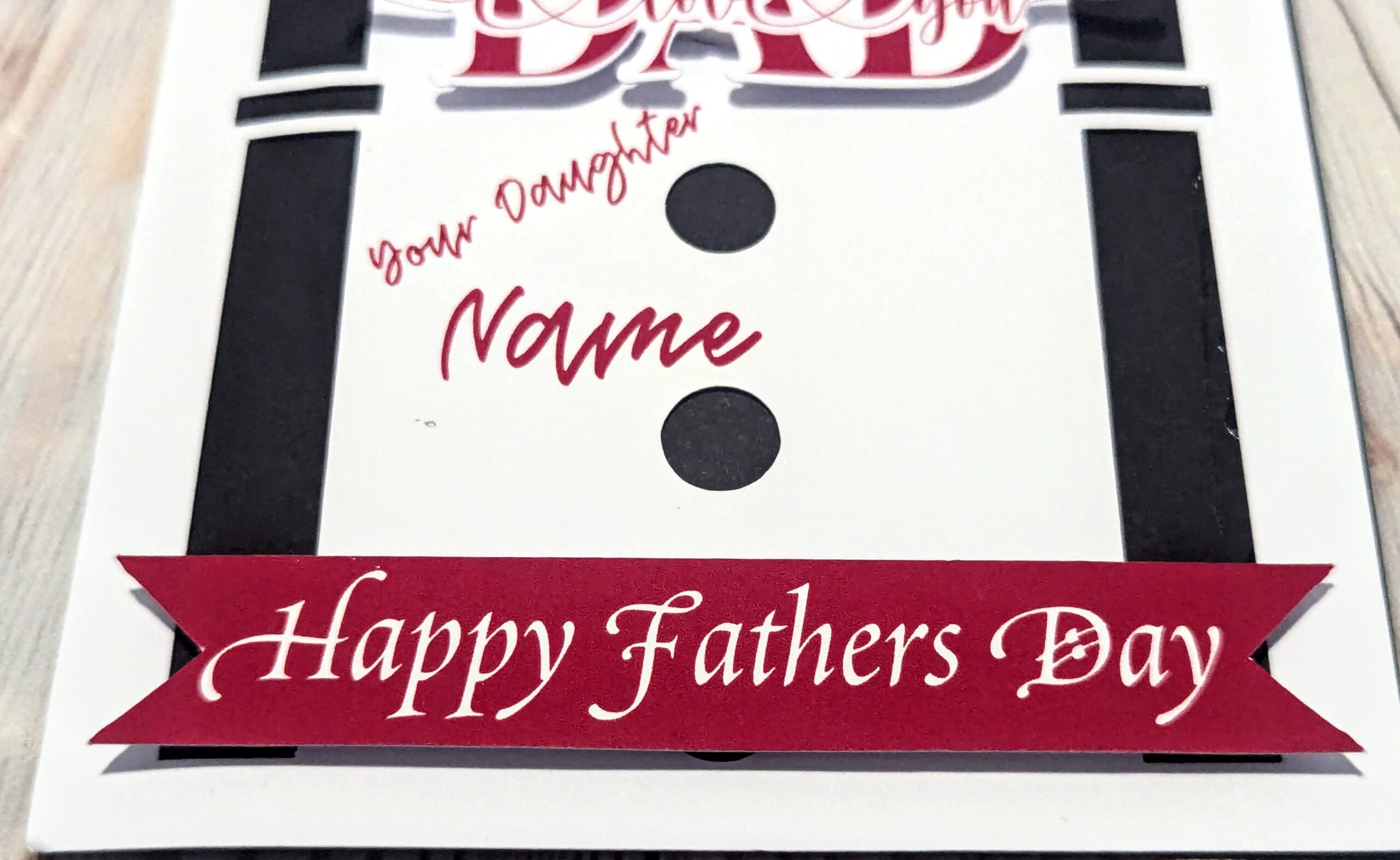 Handmade Personalised Happy Father's Day Card Tuxedo Design- From Your Daughter - Image 6