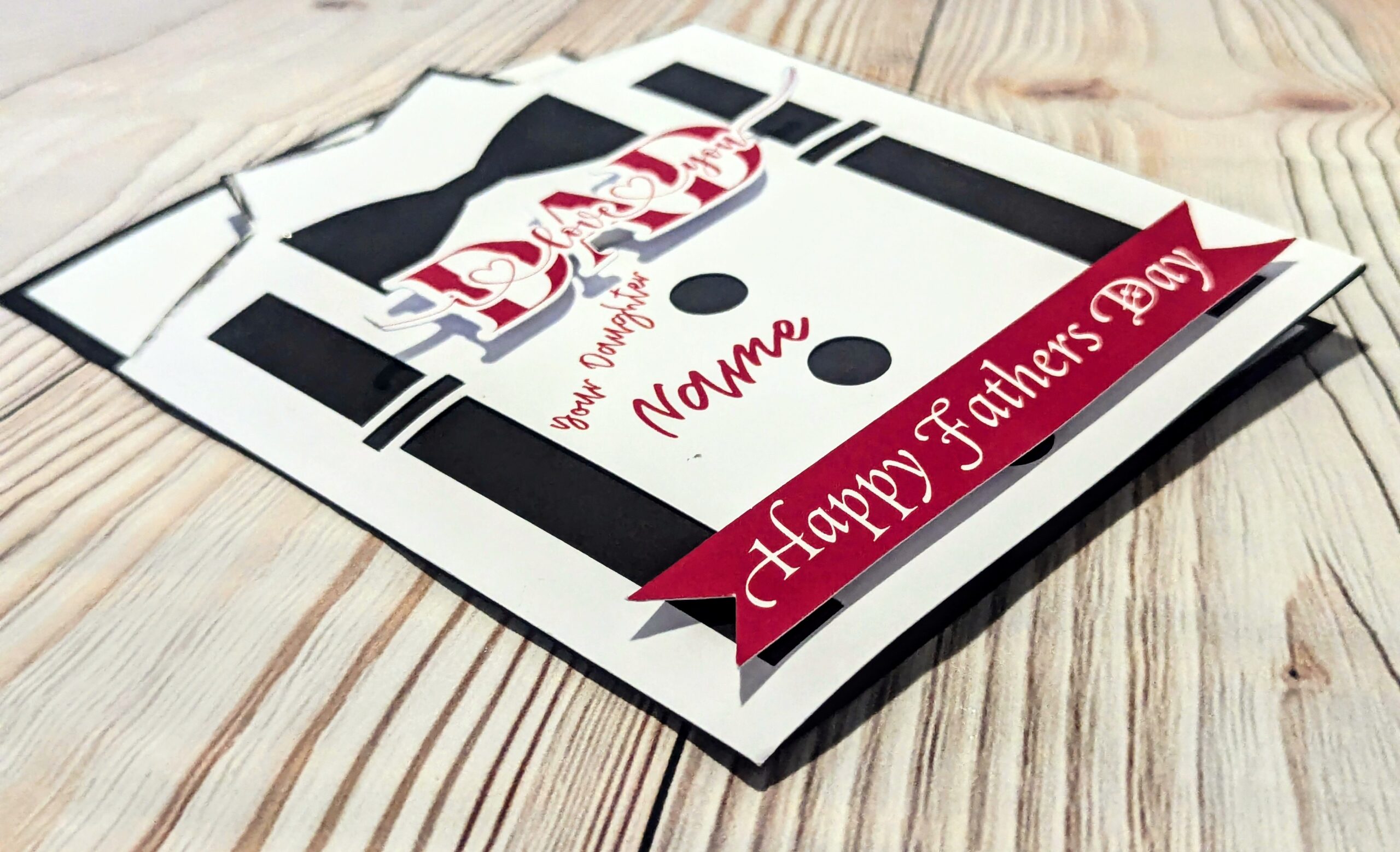Handmade Personalised Happy Father's Day Card Tuxedo Design- From Your Daughter - Image 7