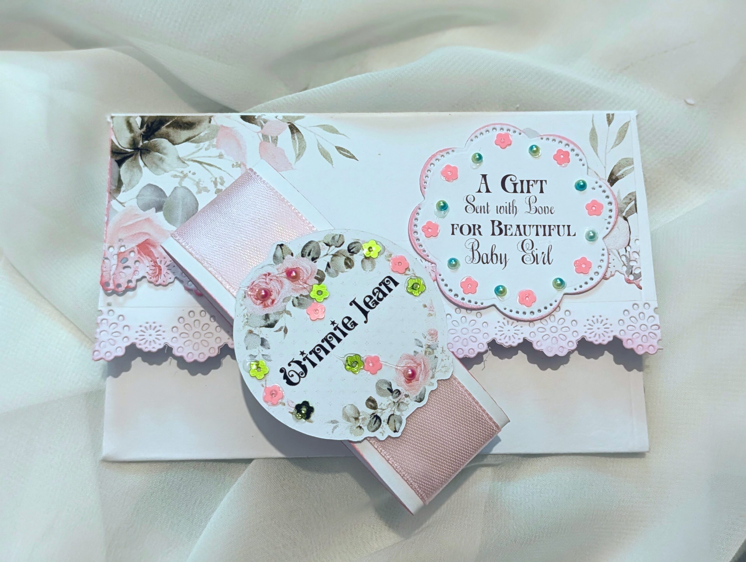 Personalized New Baby money wallet gift card cash envelope Handmade - Image 12