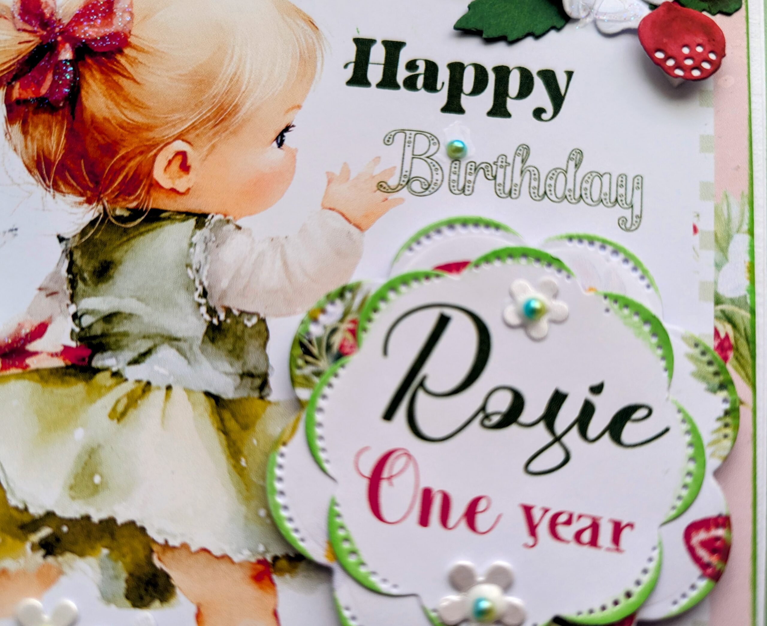 Handmade Sweet Girl Birthday Card - Any Name, Any Age, Fully Personalized - Image 6
