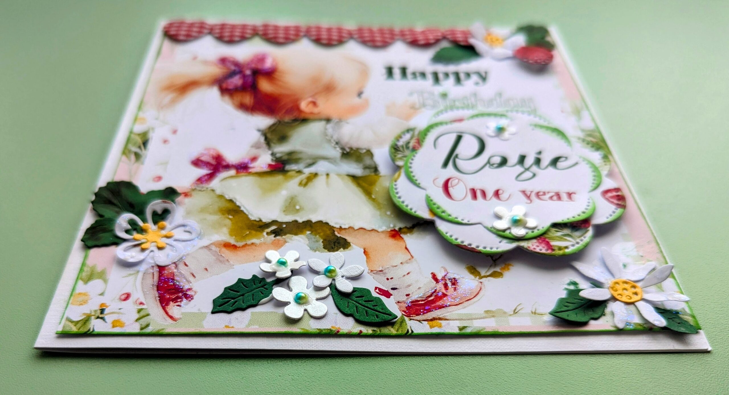 Handmade Sweet Girl Birthday Card - Any Name, Any Age, Fully Personalized - Image 3
