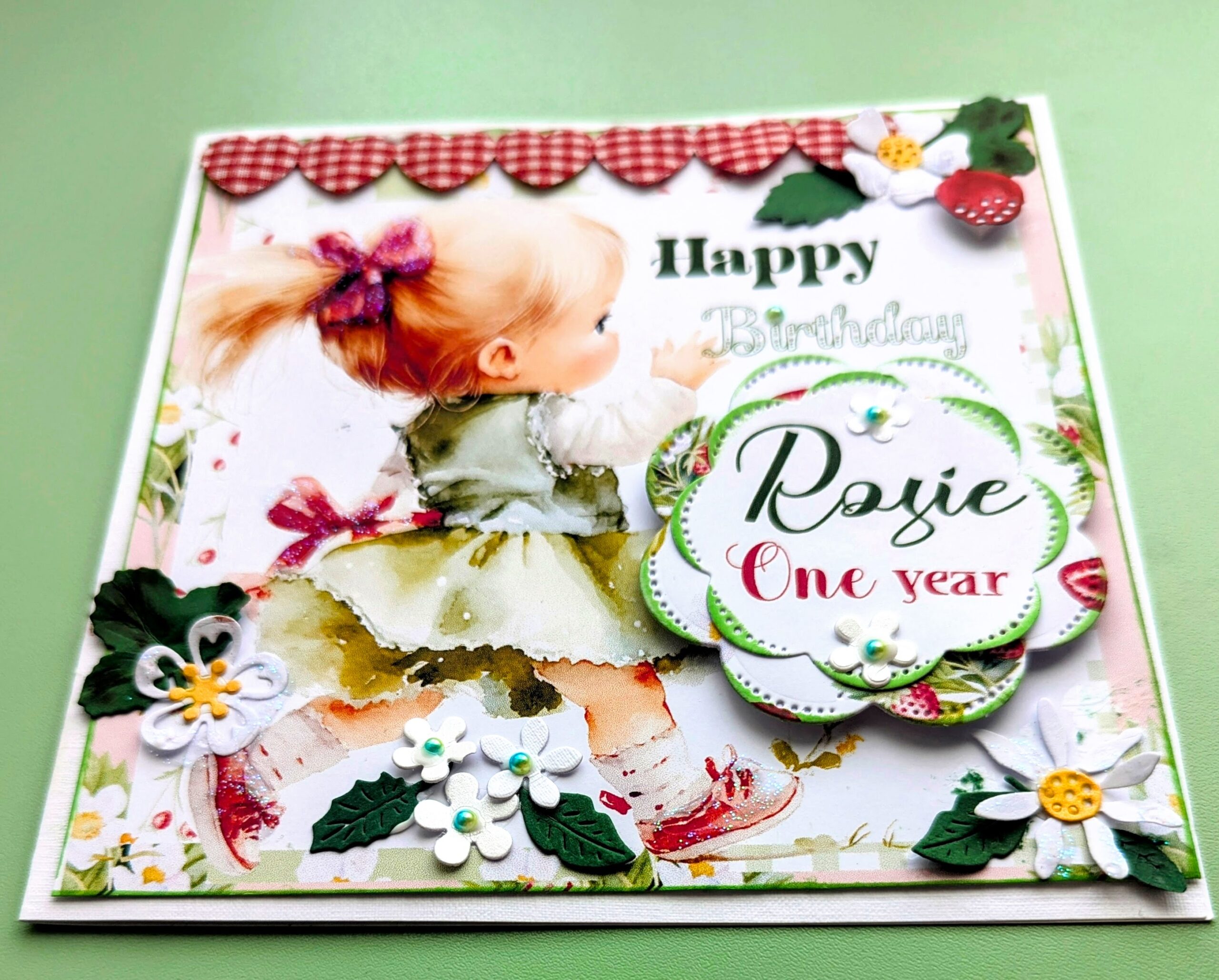 Handmade Sweet Girl Birthday Card - Any Name, Any Age, Fully Personalized - Image 2