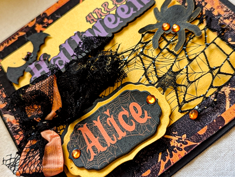 Personalized Handmade Halloween Card | Custom Name & Spooky Bat Spider Design - Image 4
