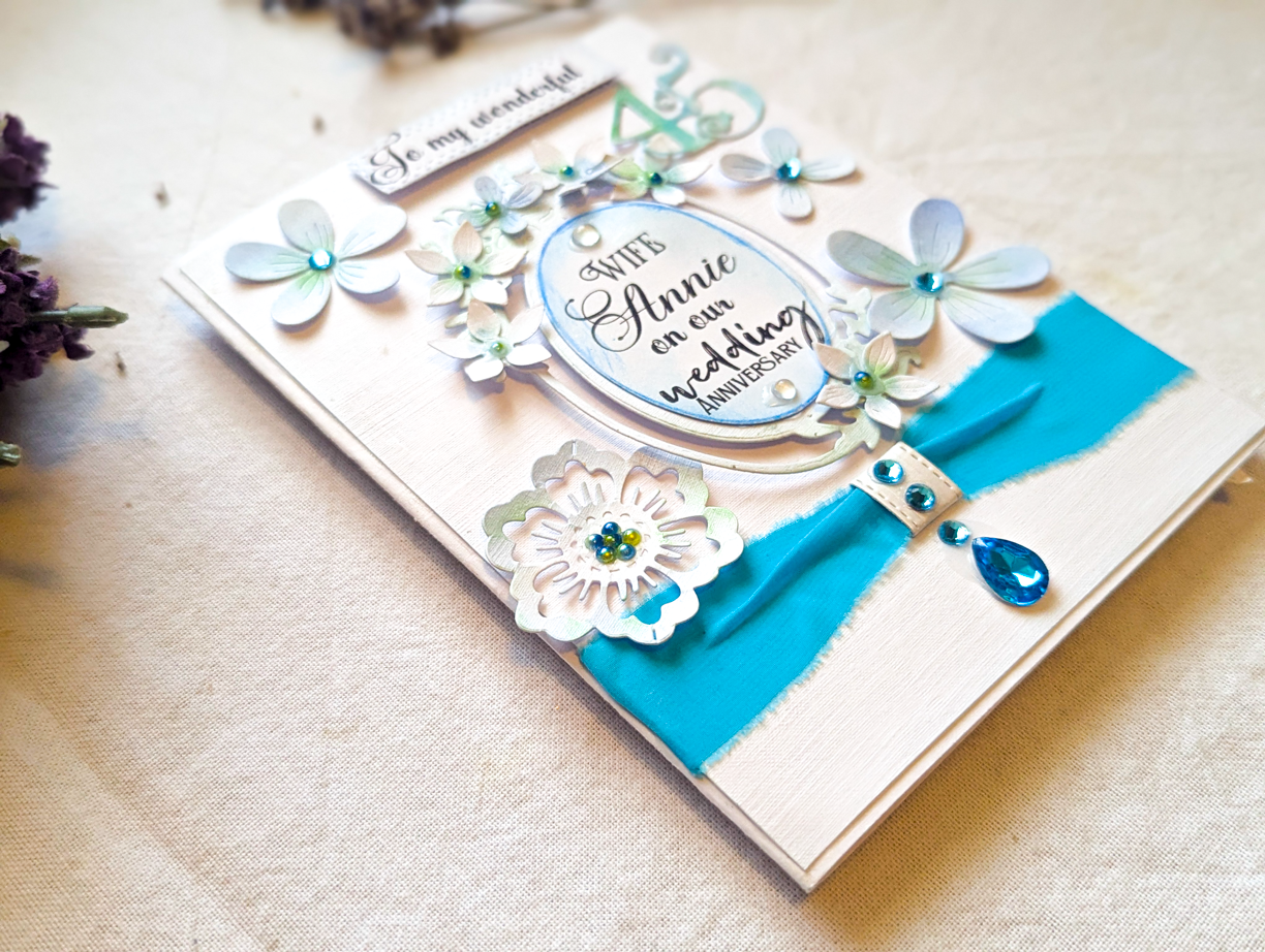 Handmade Personalised 45th Sapphire Wedding Anniversary Card, Wife, Husband, Couples, Parents - Image 3