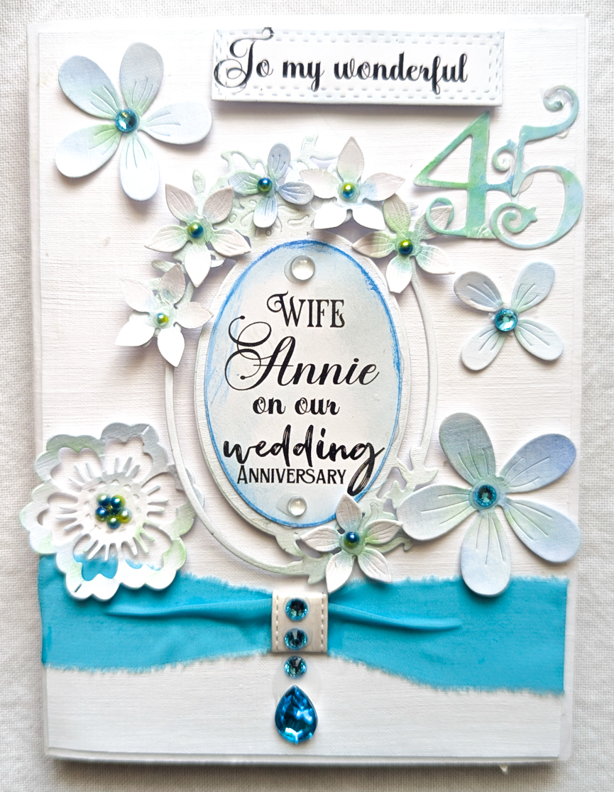 Handmade Personalised 45th Sapphire Wedding Anniversary Card, Wife ...
