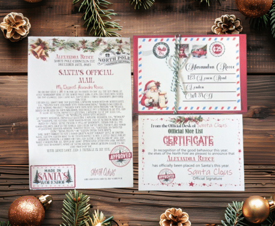 letter from santa and nice certificate in envelope
