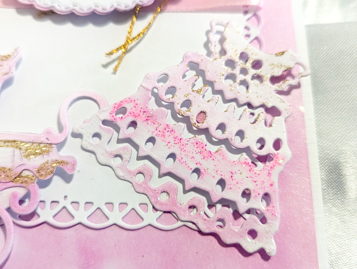 Personalised New Baby Girl Card Handcrafted 3D Design Pink Gold Glitter Pram - Image 7
