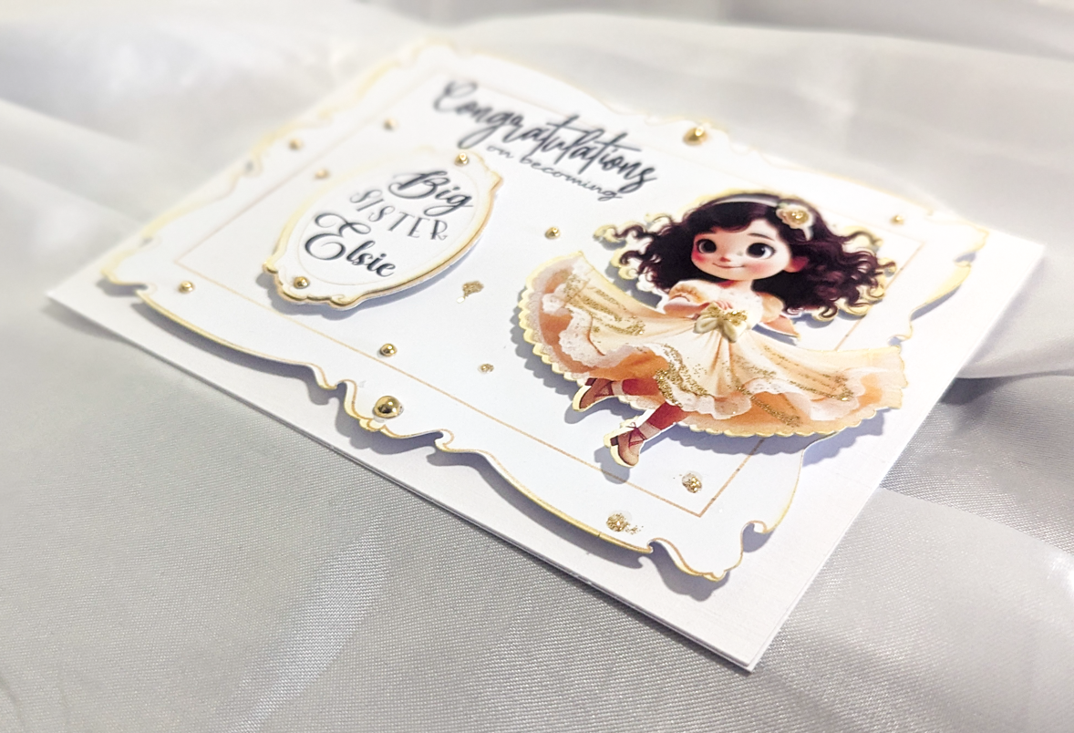 Personalised Big Sister Card Handmade Congratulations New Baby Gold Keepsake Gif - Image 4