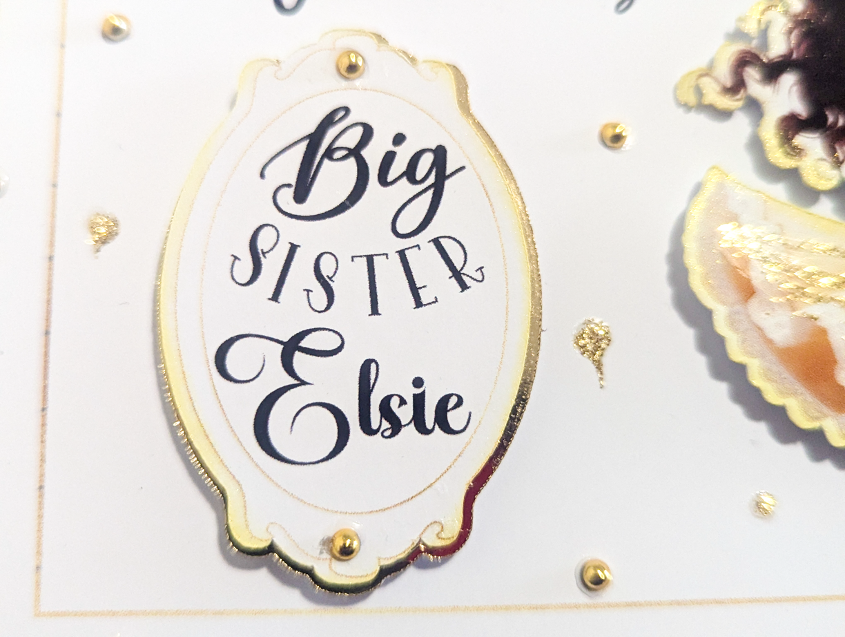 Personalised Big Sister Card Handmade Congratulations New Baby Gold Keepsake Gif - Image 7