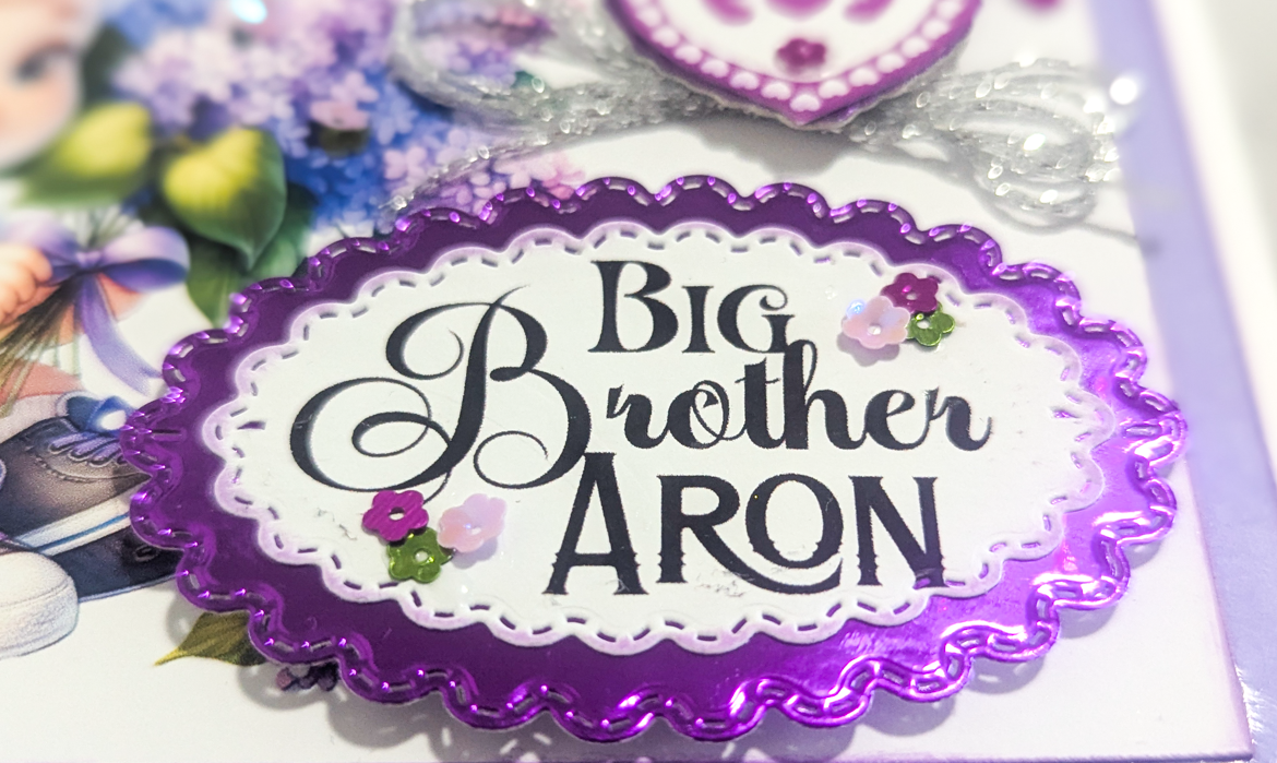 Handmade Congratulations Big Brother Card Custom Name Purple Silver New Sibling - Image 6