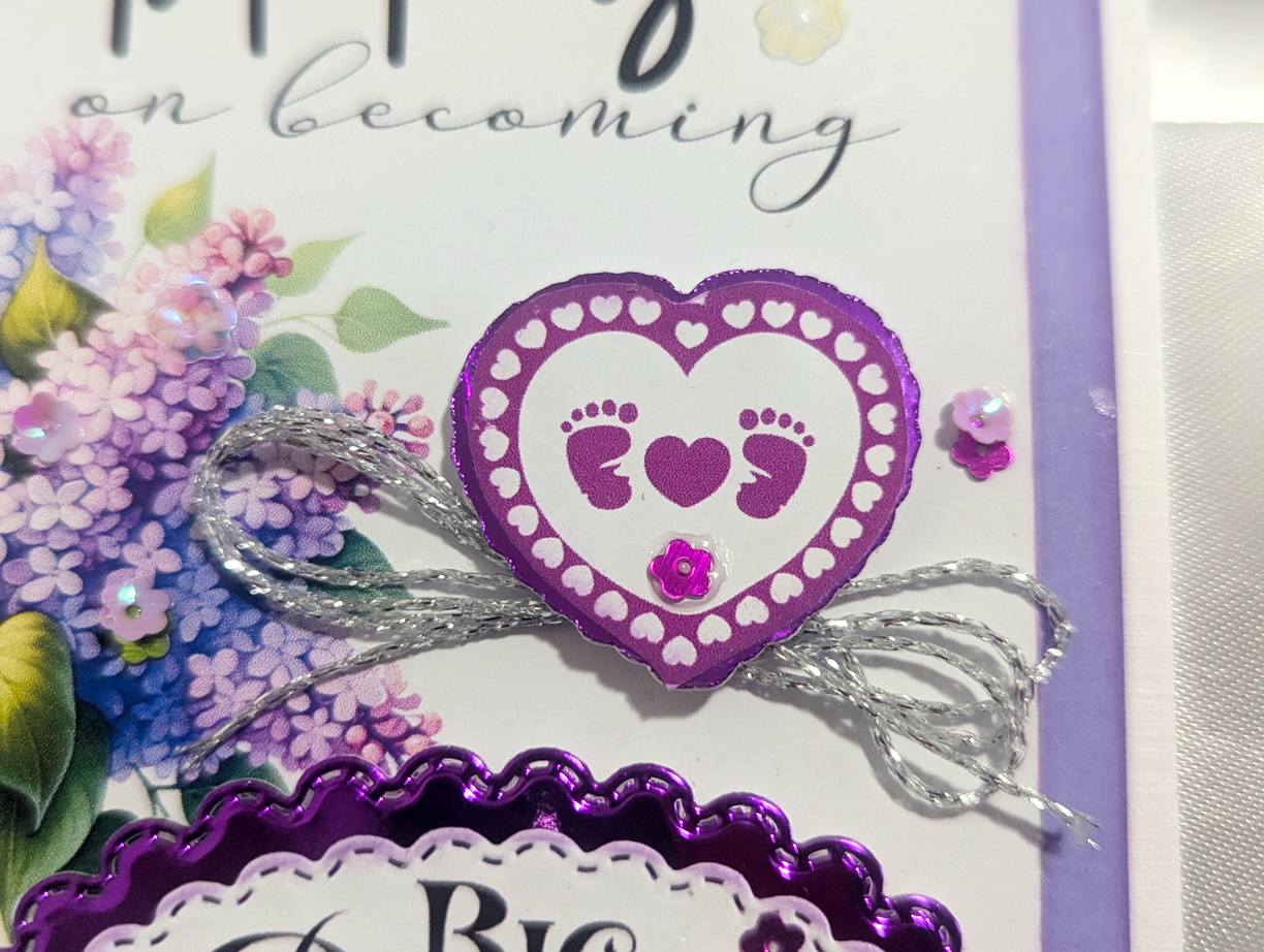Handmade Congratulations Big Brother Card Custom Name Purple Silver New Sibling - Image 7