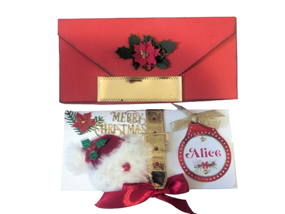 Personalised Handmade Christmas Money Wallet/Cash Envelope - Santa Belt & Bauble - Image 7