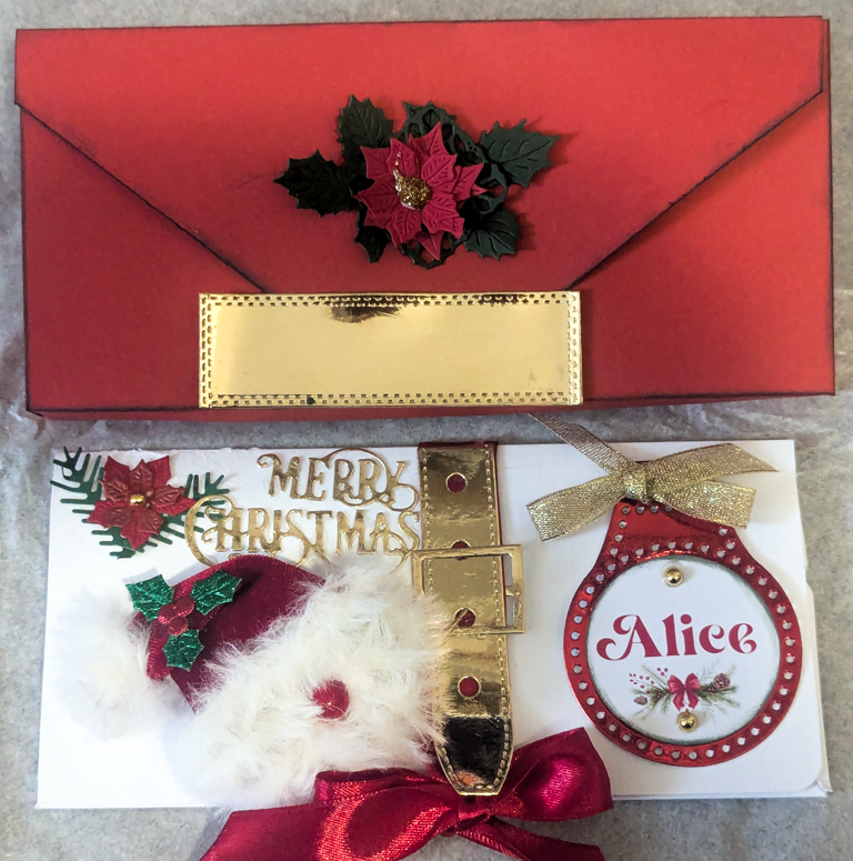 Personalised Handmade Christmas Money Wallet/Cash Envelope - Santa Belt & Bauble - Image 8