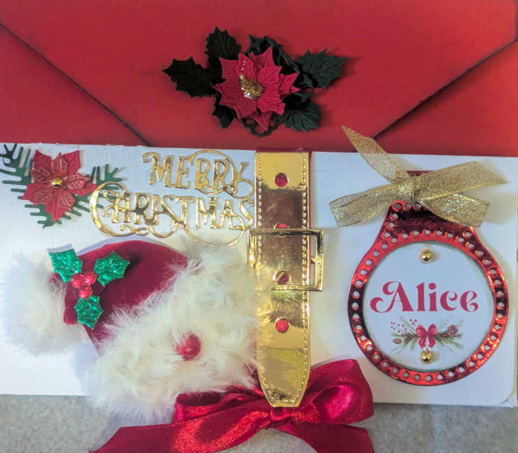 Personalised Handmade Christmas Money Wallet/Cash Envelope - Santa Belt & Bauble - Image 9
