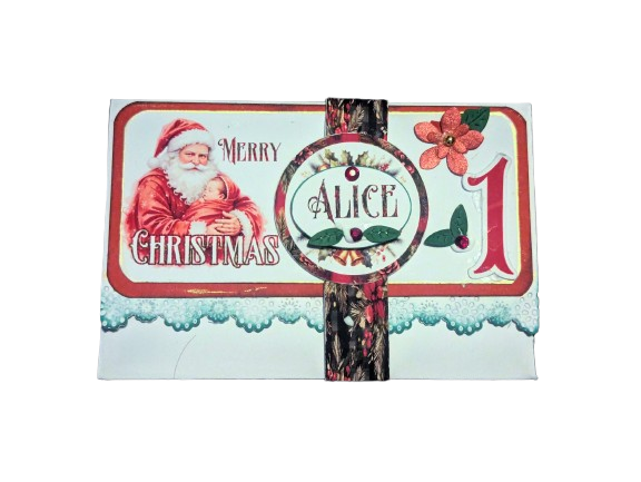 Personalised Baby's 1st Christmas Cash / Money Wallet - Vintage Santa & Name - Image 2