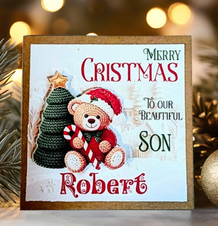 Personalized Handmade Christmas Card for Son Daughter