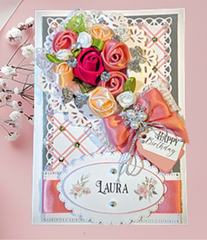 Luxury Handmade Personalised Pink Card in a Box- Wedding, Birthday-Any Occasion - Image 9