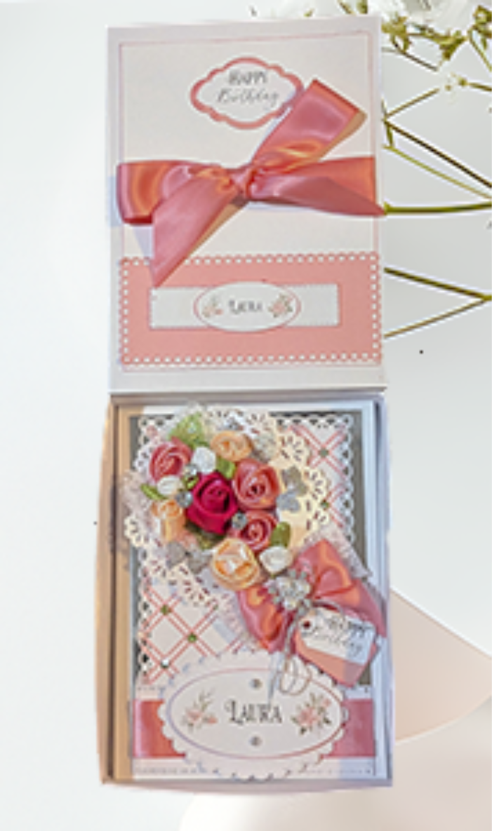 Luxury Handmade Personalised Pink Card in a Box- Wedding, Birthday-Any Occasion - Image 11