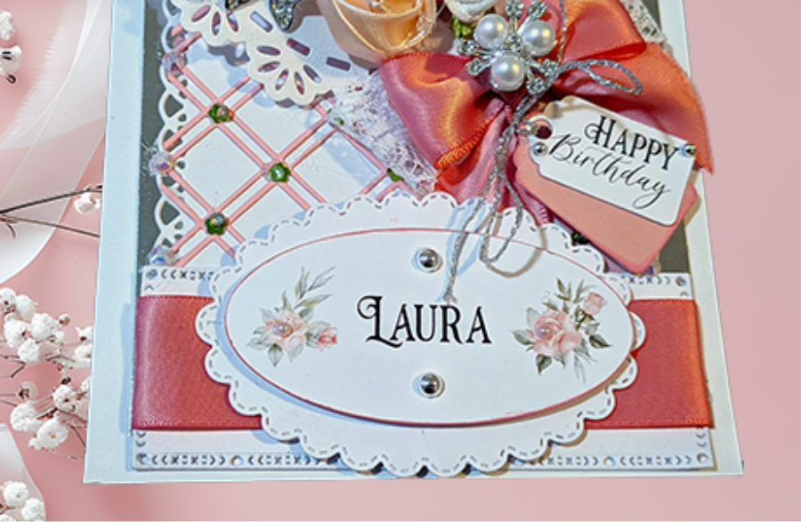 Luxury Handmade Personalised Pink Card in a Box- Wedding, Birthday-Any Occasion - Image 7