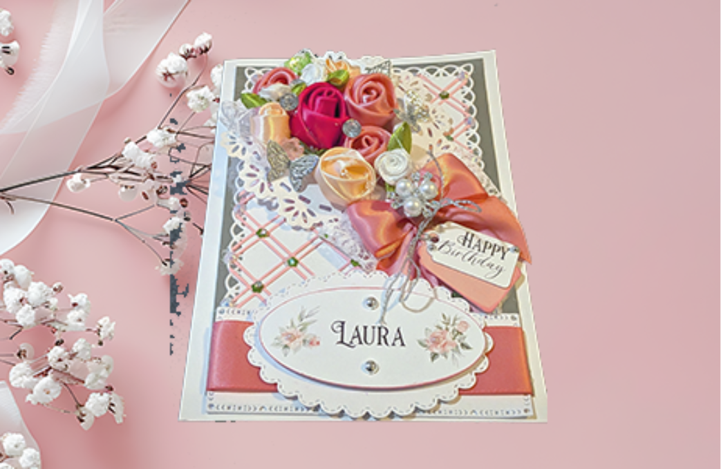 Luxury Handmade Personalised Pink Card in a Box- Wedding, Birthday-Any Occasion - Image 8