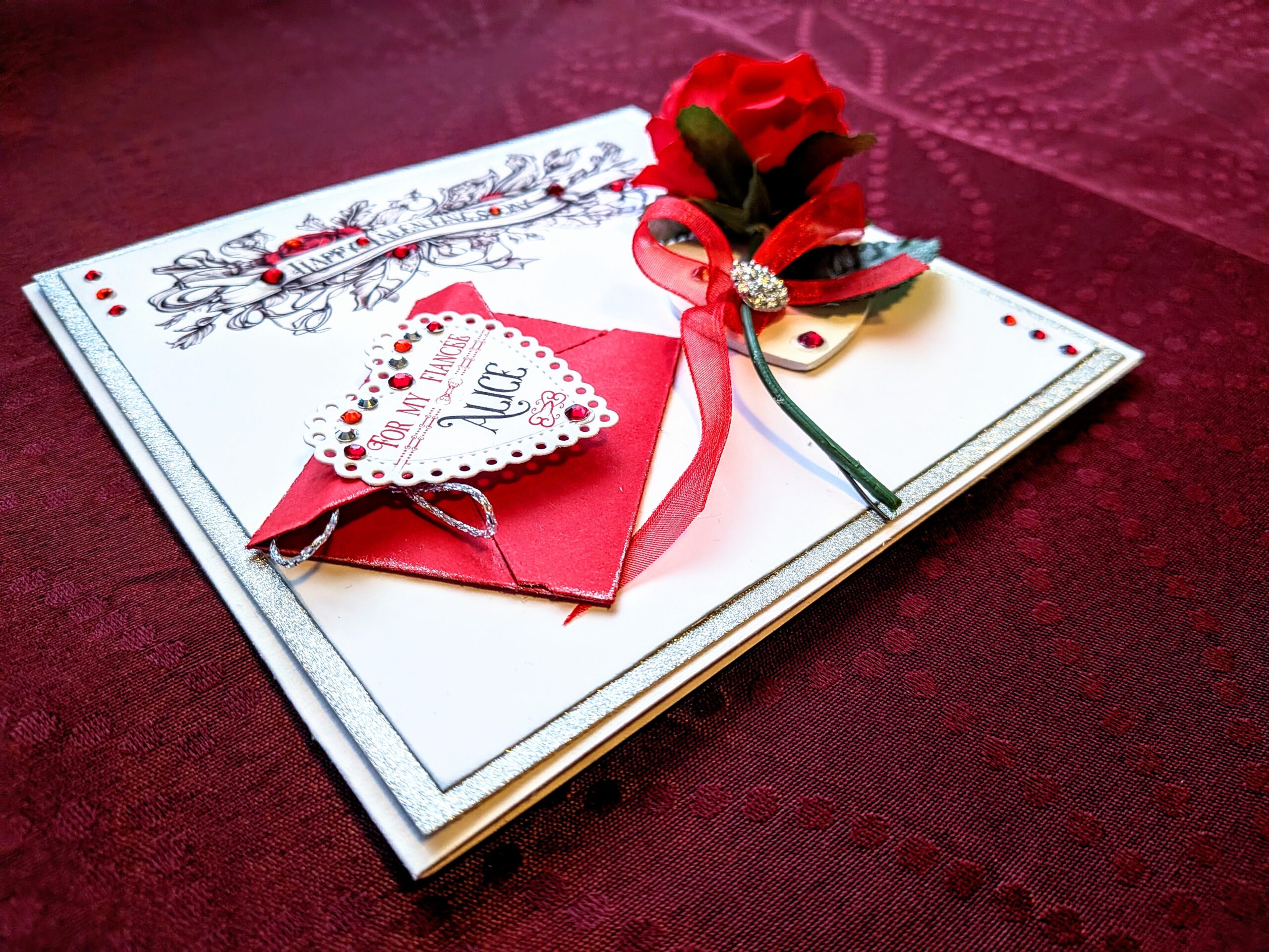 Luxury Personalised 3D Red Rose Boxed Card "The Heart's Secret" - Image 3